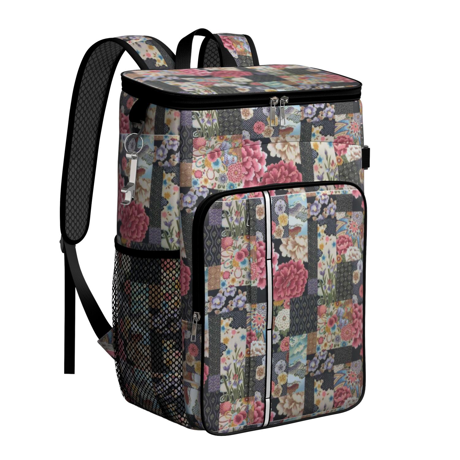Travel Cooler Bag - Pioneer Flower Camping Beer Cooler Backpack with Bottle Opener- Waterproof Insulated Picnic Backpacks - Cooler Bag for Beach