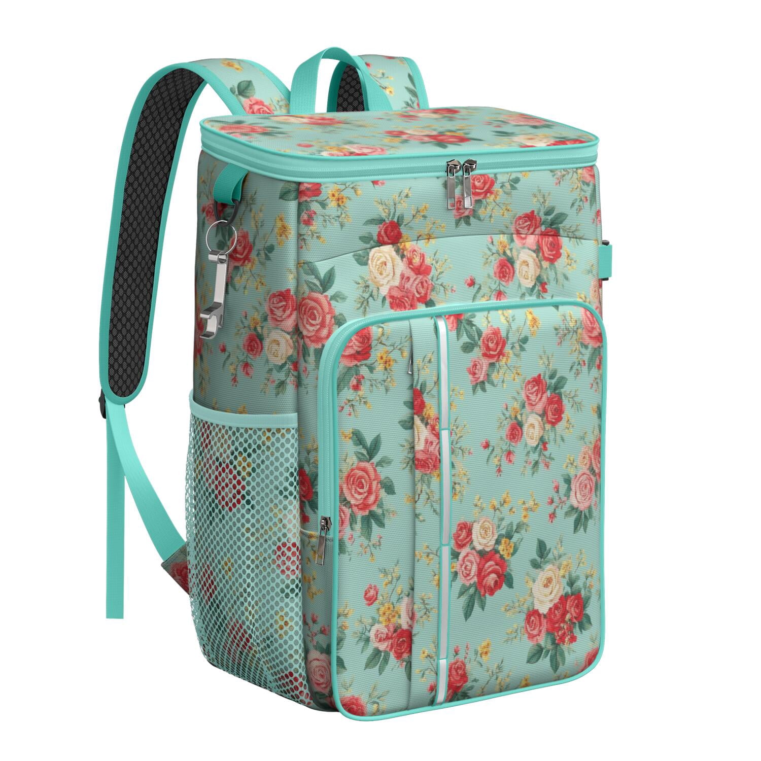 Travel Cooler Bag - Pioneer Flower Camping Beer Cooler Backpack with Bottle Opener- Waterproof Insulated Picnic Backpacks - Cooler Bag for Beach
