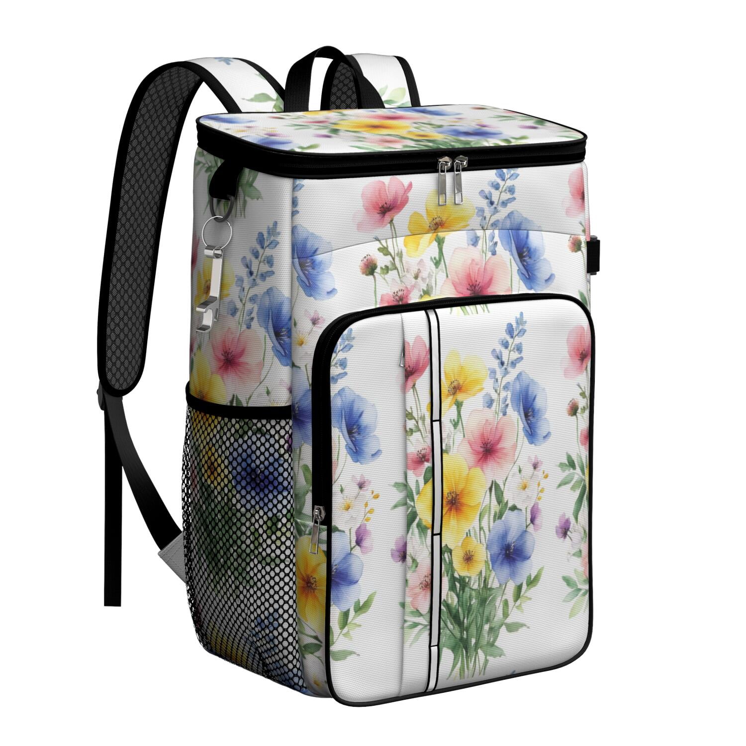 Travel Cooler Bag - Pioneer Flower Camping Beer Cooler Backpack with Bottle Opener- Waterproof Insulated Picnic Backpacks - Cooler Bag for Beach