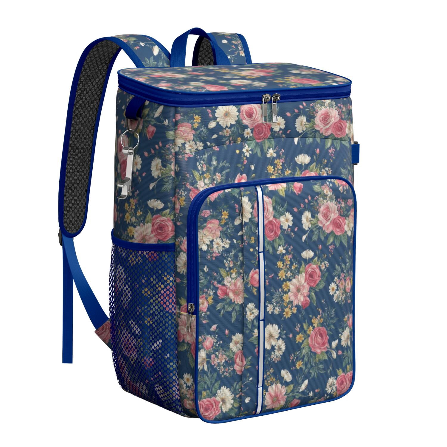 Travel Cooler Bag - Pioneer Flower Camping Beer Cooler Backpack with Bottle Opener- Waterproof Insulated Picnic Backpacks - Cooler Bag for Beach