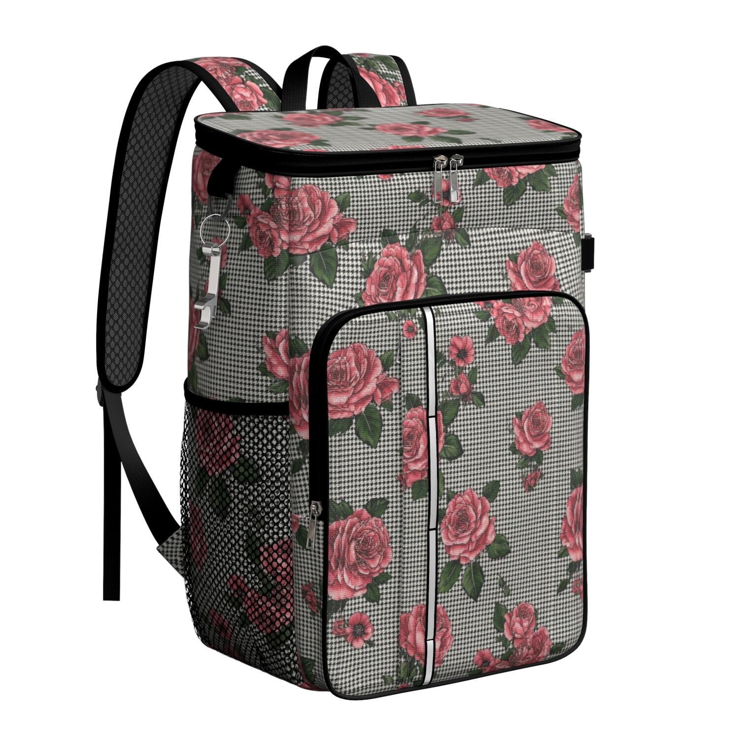 Travel Cooler Bag - Pioneer Flower Camping Beer Cooler Backpack with Bottle Opener- Waterproof Insulated Picnic Backpacks - Cooler Bag for Beach