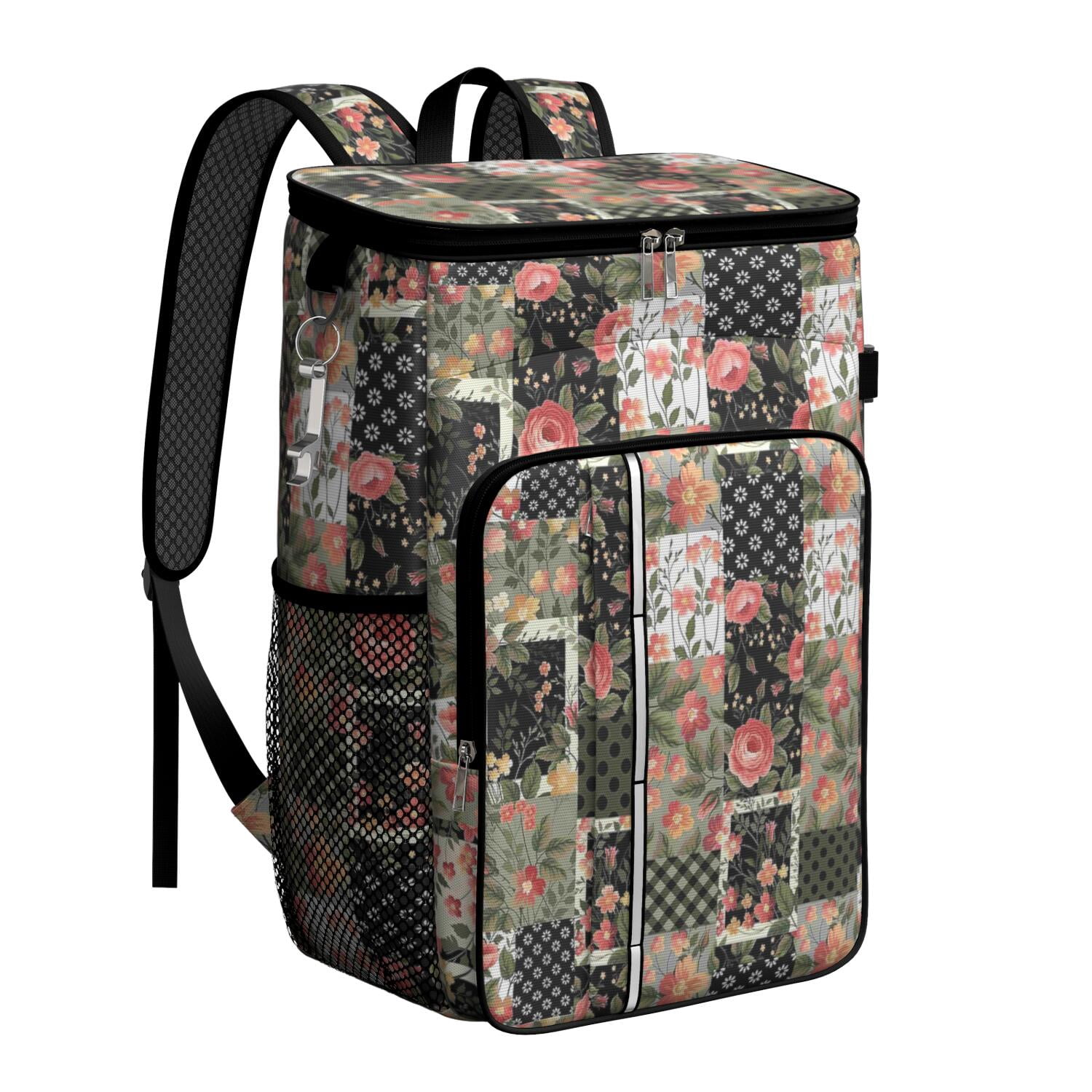 Travel Cooler Bag - Pioneer Flower Camping Beer Cooler Backpack with Bottle Opener- Waterproof Insulated Picnic Backpacks - Cooler Bag for Beach