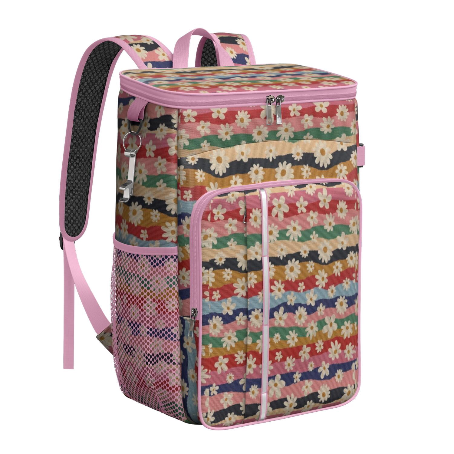 Travel Cooler Bag - Pioneer Flower Camping Beer Cooler Backpack with Bottle Opener- Waterproof Insulated Picnic Backpacks - Cooler Bag for Beach