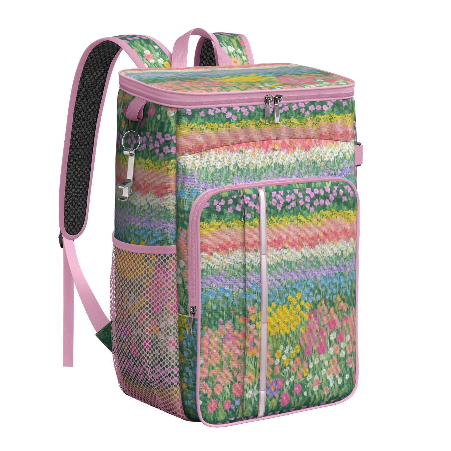 Travel Cooler Bag - Pioneer Flower Camping Beer Cooler Backpack with Bottle Opener- Waterproof Insulated Picnic Backpacks - Cooler Bag for Beach