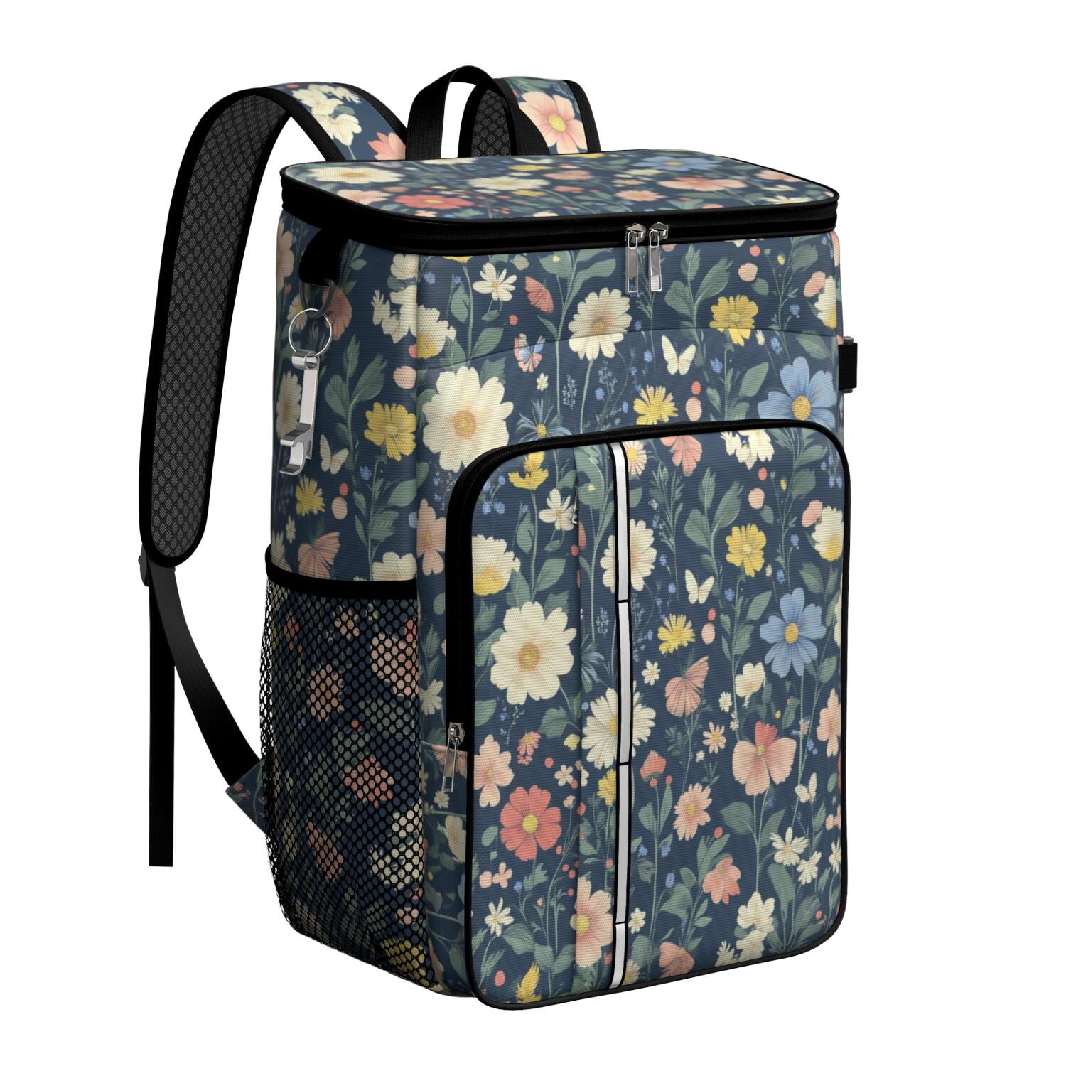 Travel Cooler Bag - Pioneer Flower Camping Beer Cooler Backpack with Bottle Opener- Waterproof Insulated Picnic Backpacks - Cooler Bag for Beach