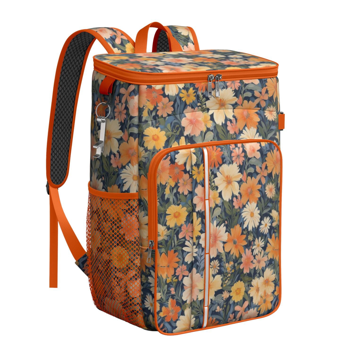 Travel Cooler Bag - Pioneer Flower Camping Beer Cooler Backpack with Bottle Opener- Waterproof Insulated Picnic Backpacks - Cooler Bag for Beach