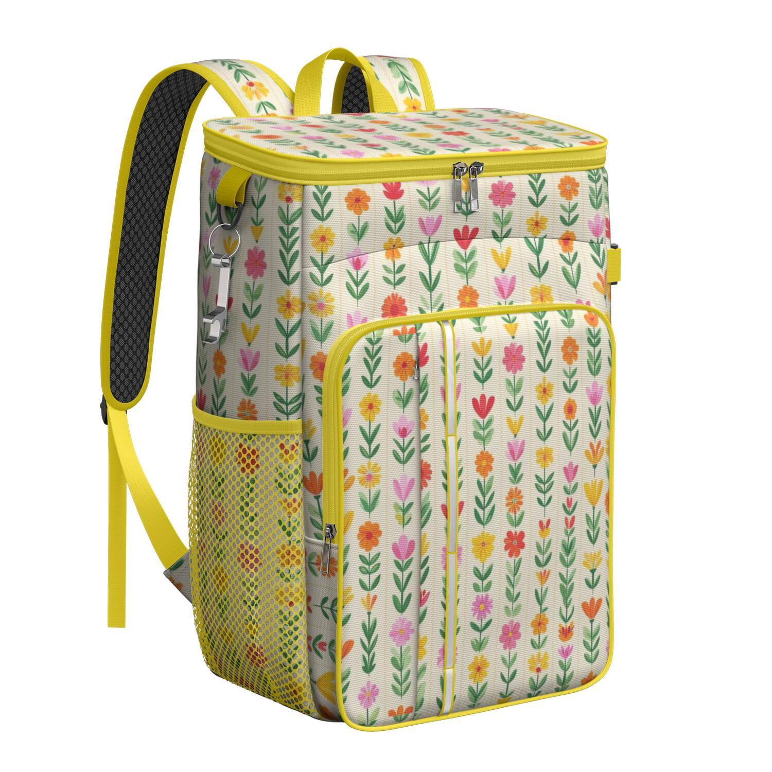 Travel Cooler Bag - Pioneer Flower Camping Beer Cooler Backpack with Bottle Opener- Waterproof Insulated Picnic Backpacks - Cooler Bag for Beach