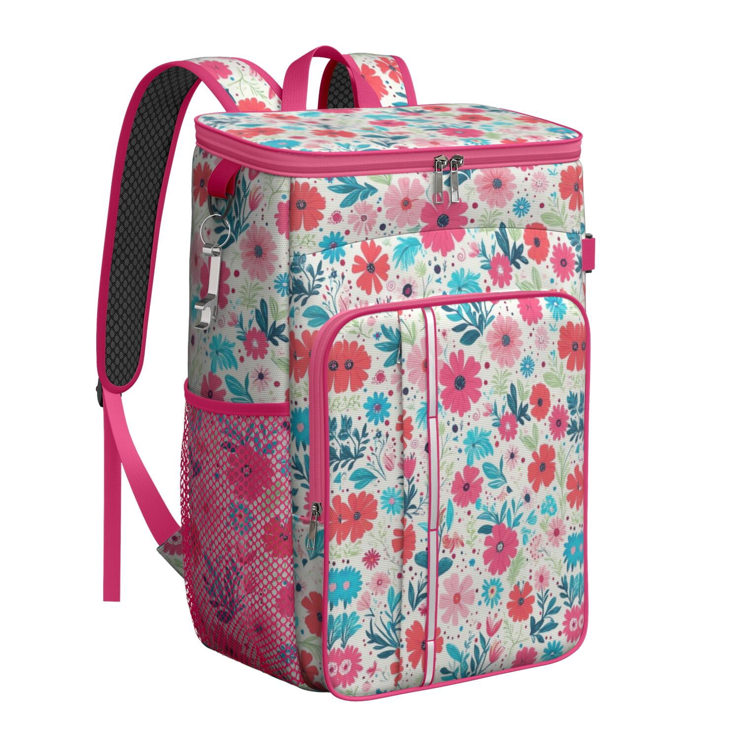 Travel Cooler Bag - Pioneer Flower Camping Beer Cooler Backpack with Bottle Opener- Waterproof Insulated Picnic Backpacks - Cooler Bag for Beach