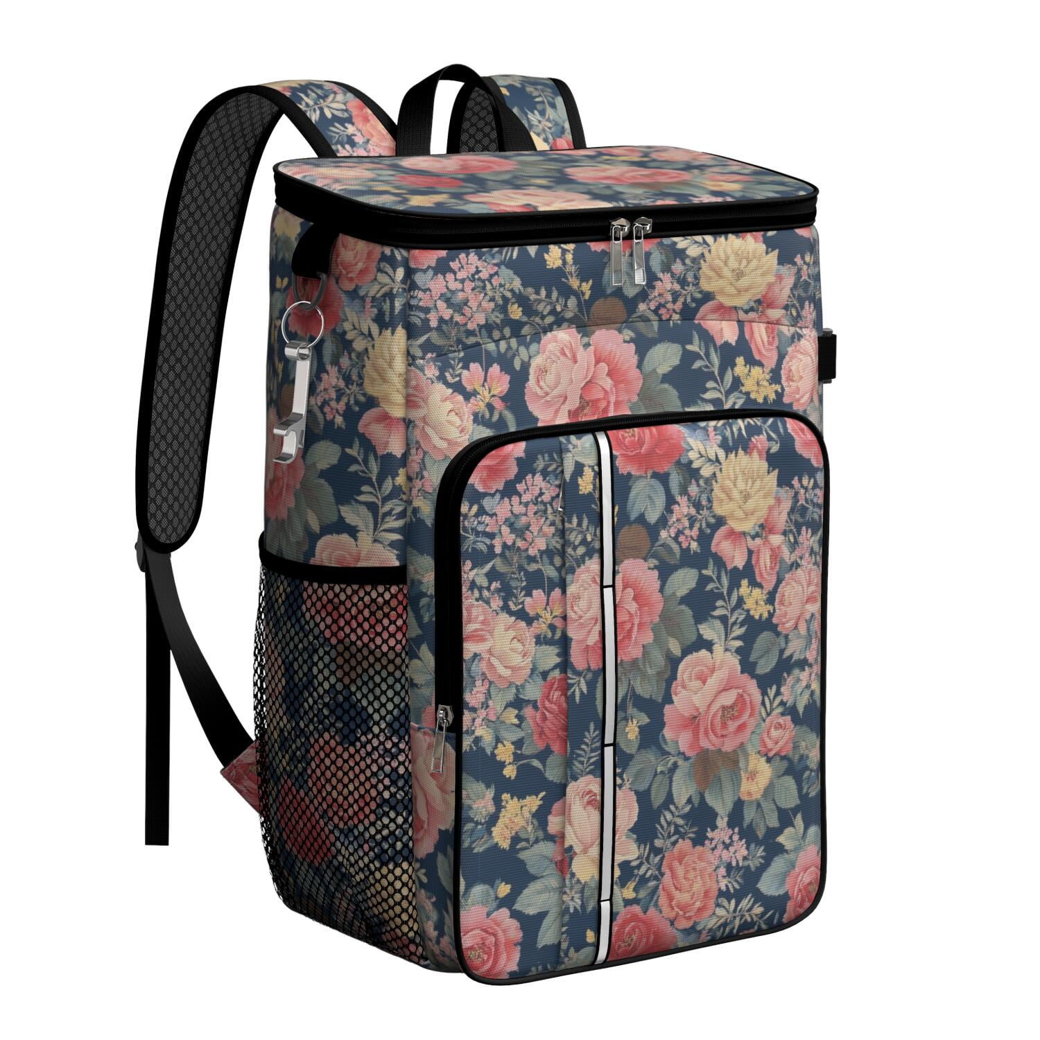Travel Cooler Bag - Pioneer Flower Camping Beer Cooler Backpack with Bottle Opener- Waterproof Insulated Picnic Backpacks - Cooler Bag for Beach