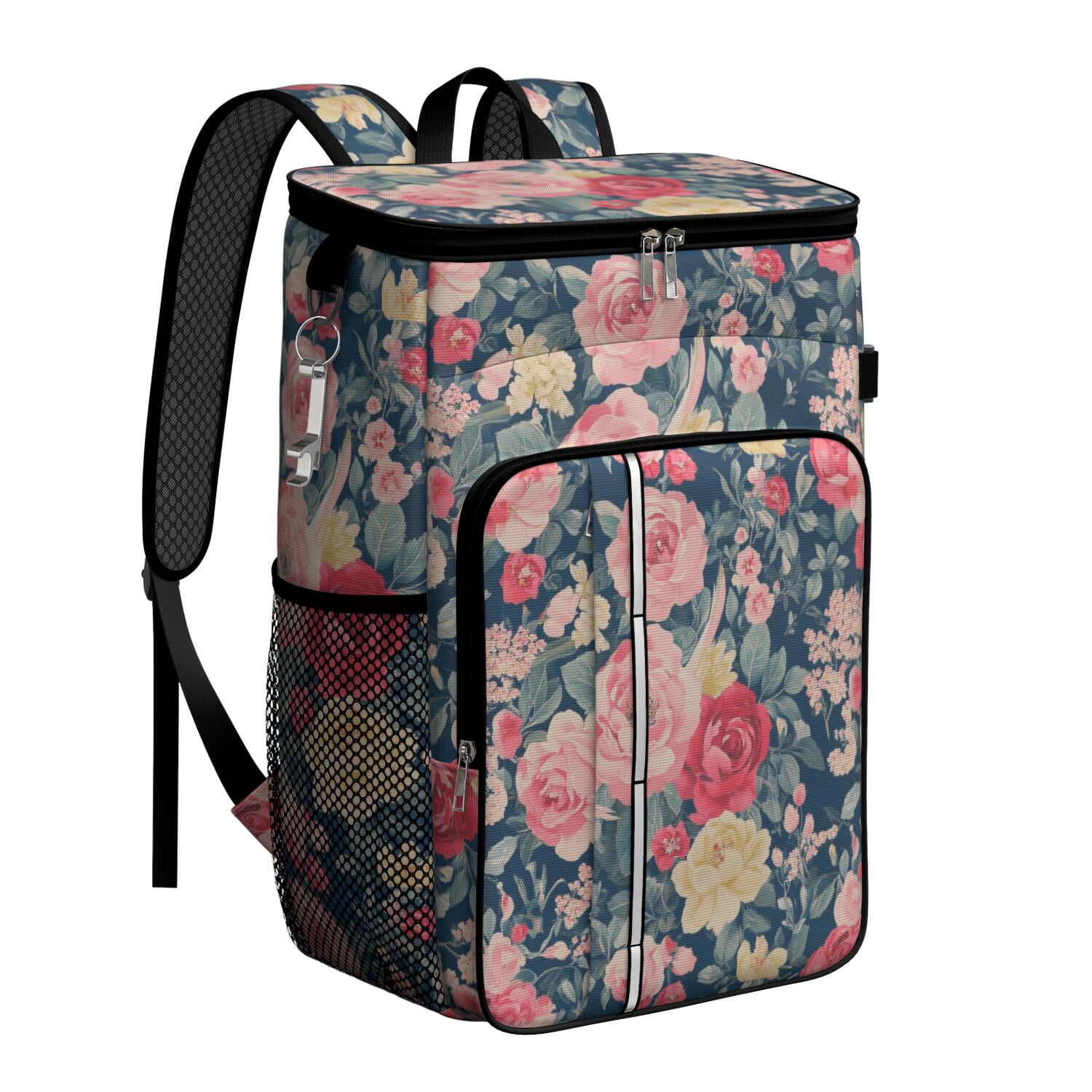 Travel Cooler Bag - Pioneer Flower Camping Beer Cooler Backpack with Bottle Opener- Waterproof Insulated Picnic Backpacks - Cooler Bag for Beach
