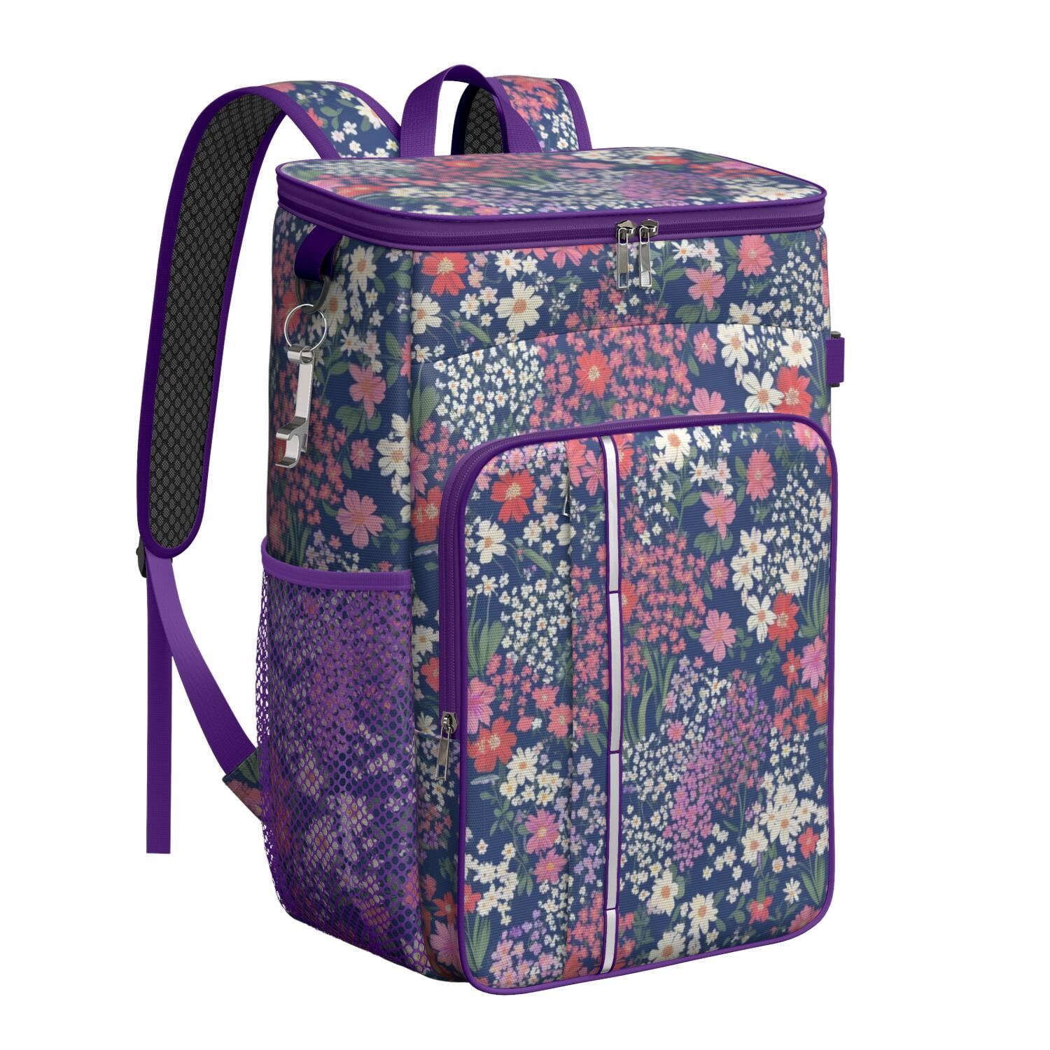 Travel Cooler Bag - Pioneer Flower Camping Beer Cooler Backpack with Bottle Opener- Waterproof Insulated Picnic Backpacks - Cooler Bag for Beach