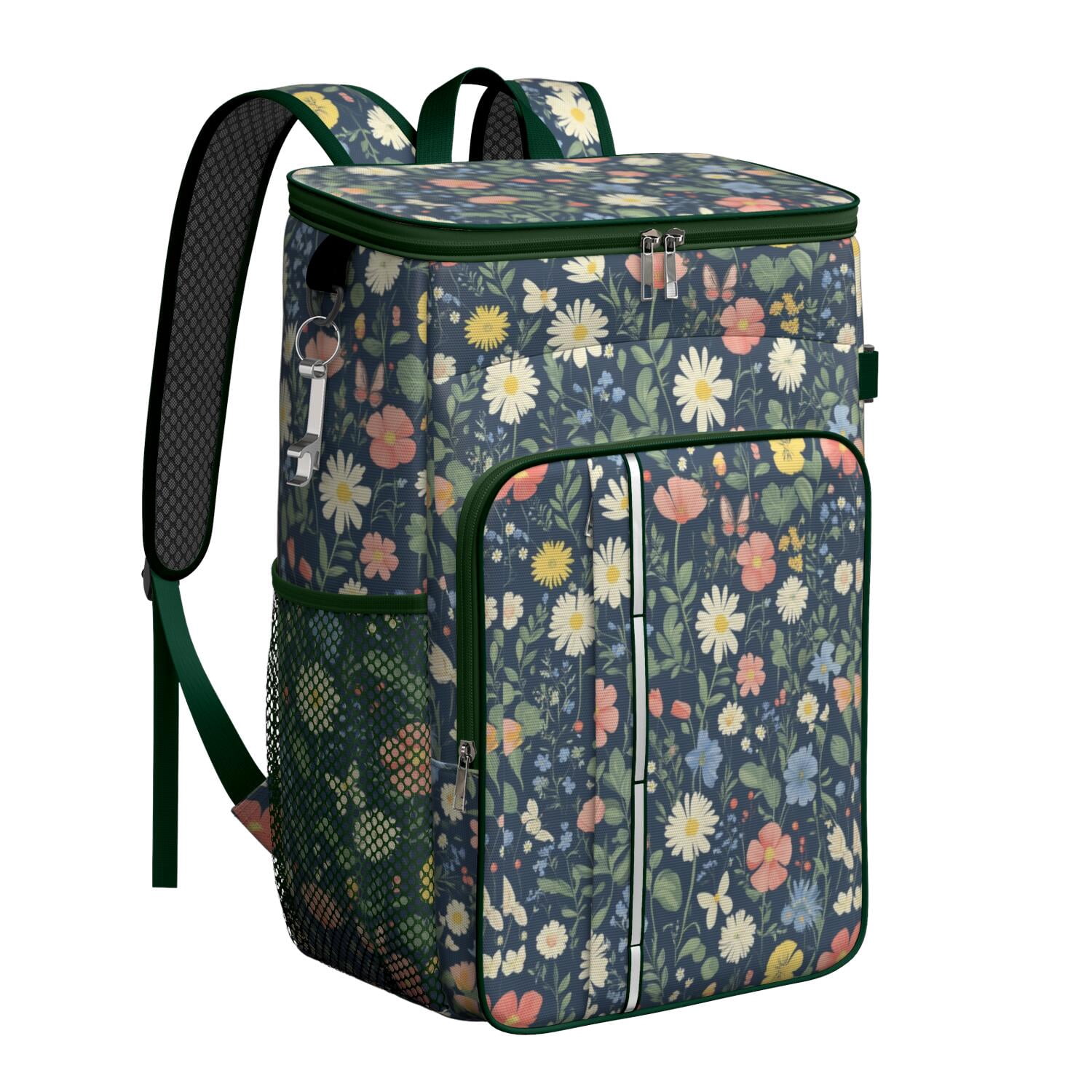 Travel Cooler Bag - Pioneer Flower Camping Beer Cooler Backpack with Bottle Opener- Waterproof Insulated Picnic Backpacks - Cooler Bag for Beach