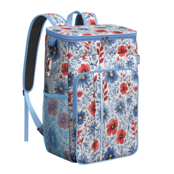 Travel Cooler Bag - Pioneer Flower Camping Beer Cooler Backpack with Bottle Opener- Waterproof Insulated Picnic Backpacks - Cooler Bag for Beach