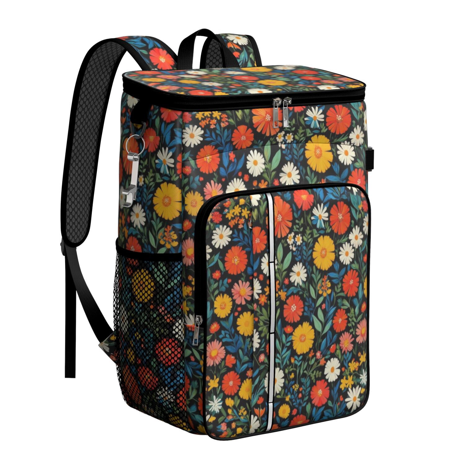 Travel Cooler Bag - Pioneer Flower Camping Beer Cooler Backpack with Bottle Opener- Waterproof Insulated Picnic Backpacks - Cooler Bag for Beach