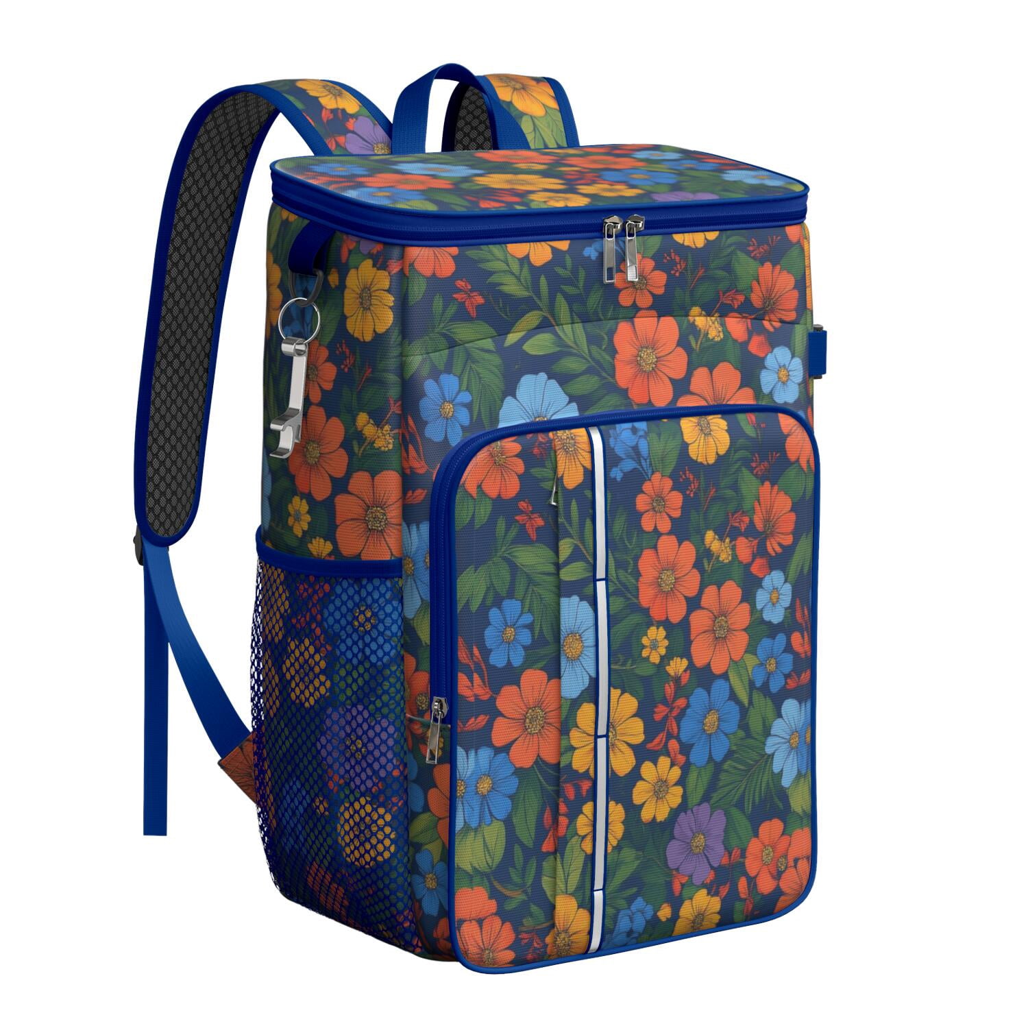 Travel Cooler Bag - Pioneer Flower Camping Beer Cooler Backpack with Bottle Opener- Waterproof Insulated Picnic Backpacks - Cooler Bag for Beach