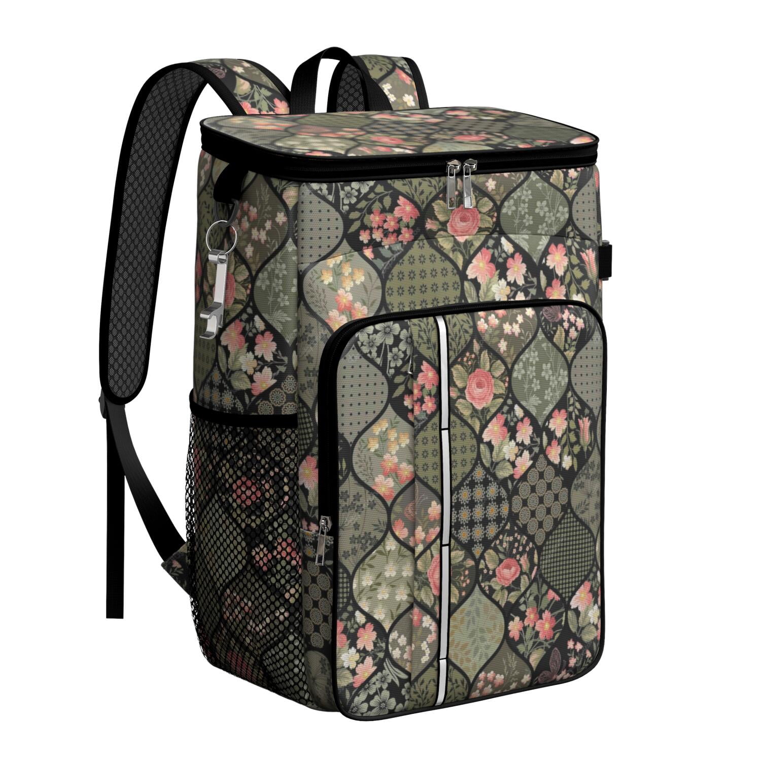 Travel Cooler Bag - Pioneer Flower Camping Beer Cooler Backpack with Bottle Opener- Waterproof Insulated Picnic Backpacks - Cooler Bag for Beach