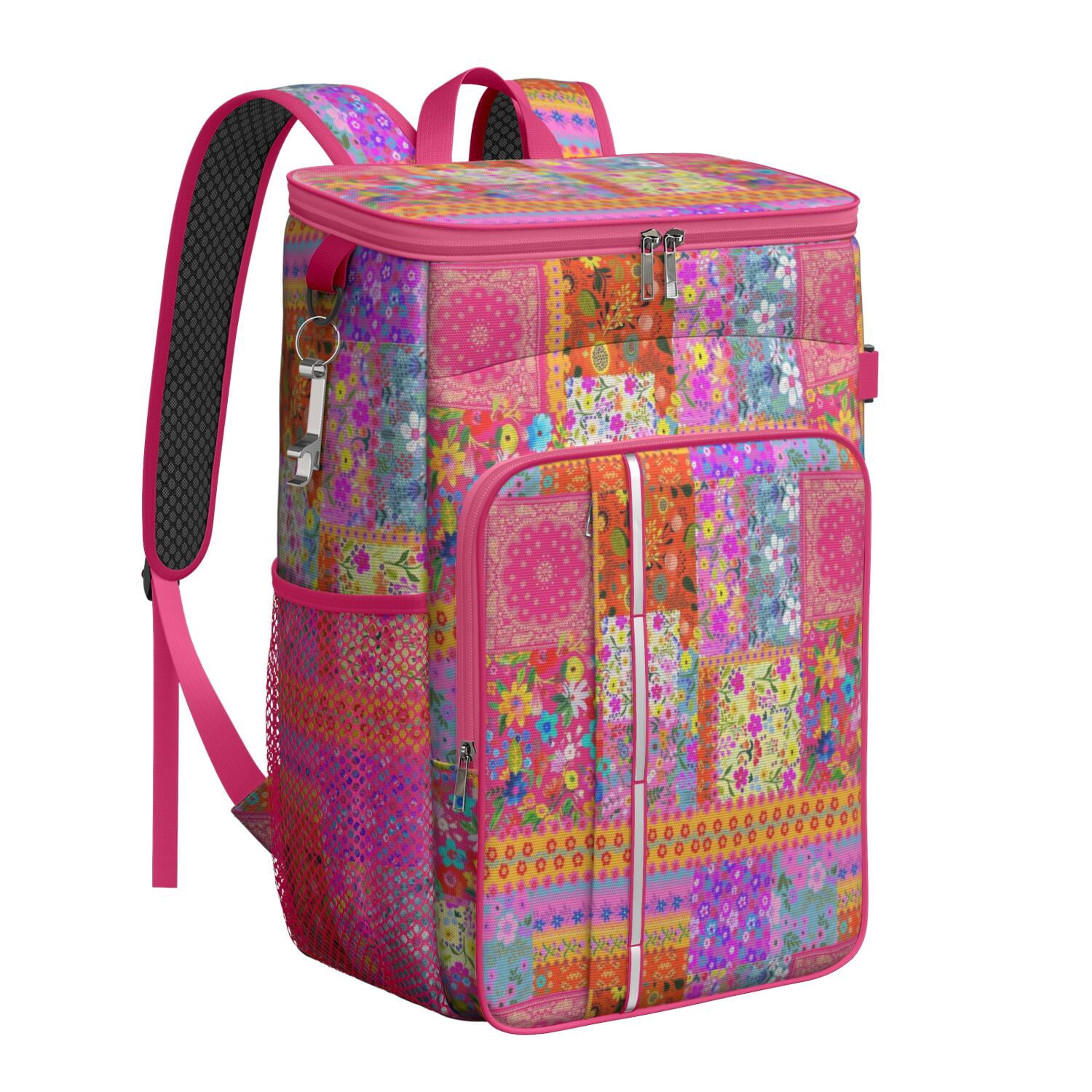 Travel Cooler Bag - Pioneer Flower Camping Beer Cooler Backpack with Bottle Opener- Waterproof Insulated Picnic Backpacks - Cooler Bag for Beach