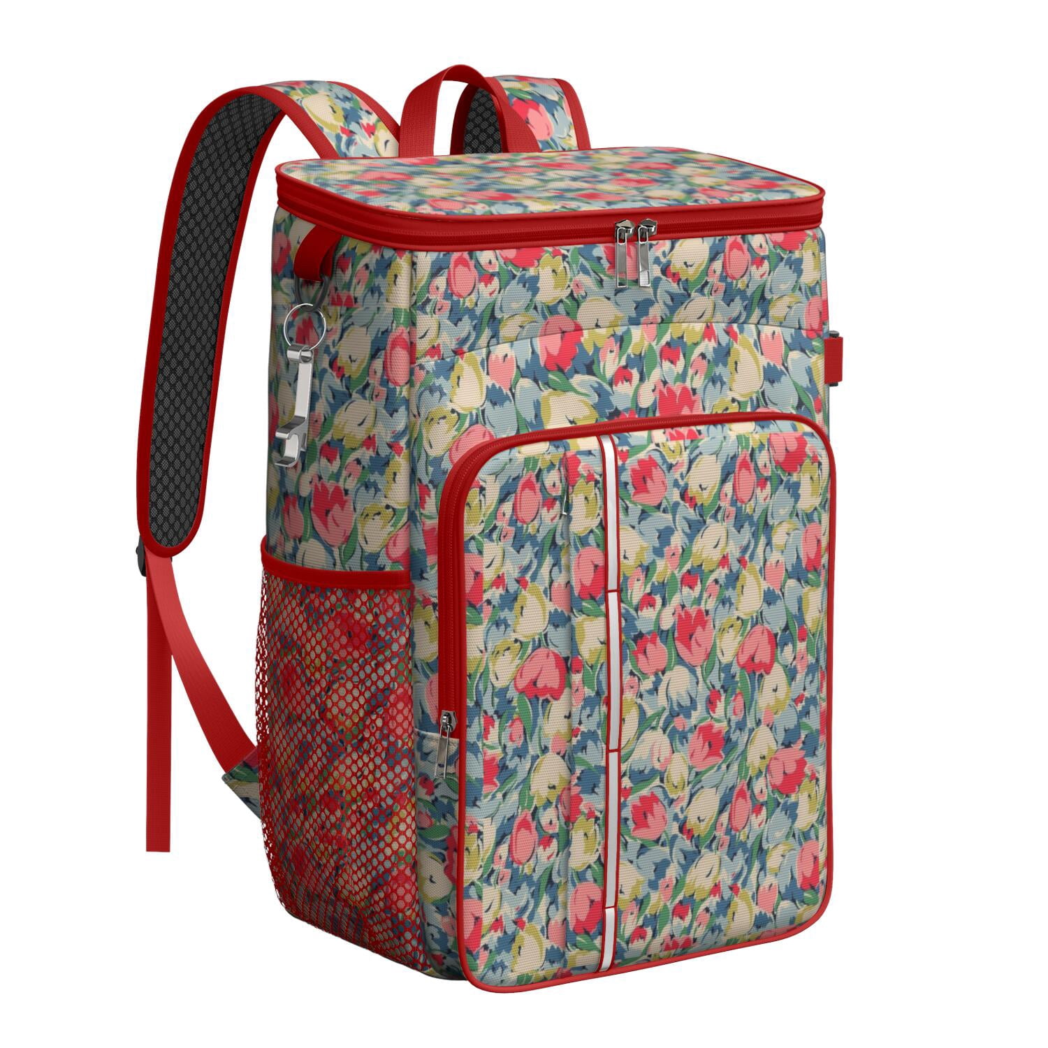 Travel Cooler Bag - Pioneer Flower Camping Beer Cooler Backpack with Bottle Opener- Waterproof Insulated Picnic Backpacks - Cooler Bag for Beach
