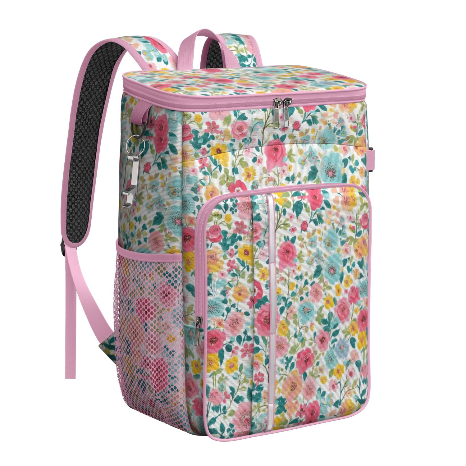 Travel Cooler Bag - Pioneer Flower Camping Beer Cooler Backpack with Bottle Opener- Waterproof Insulated Picnic Backpacks - Cooler Bag for Beach