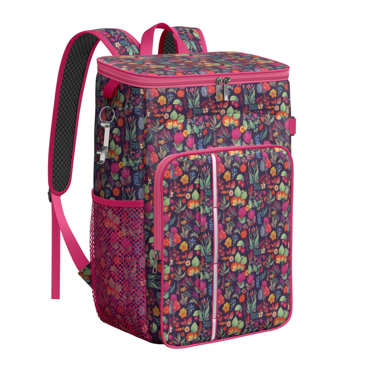 Travel Cooler Bag - Pioneer Flower Camping Beer Cooler Backpack with Bottle Opener- Waterproof Insulated Picnic Backpacks - Cooler Bag for Beach