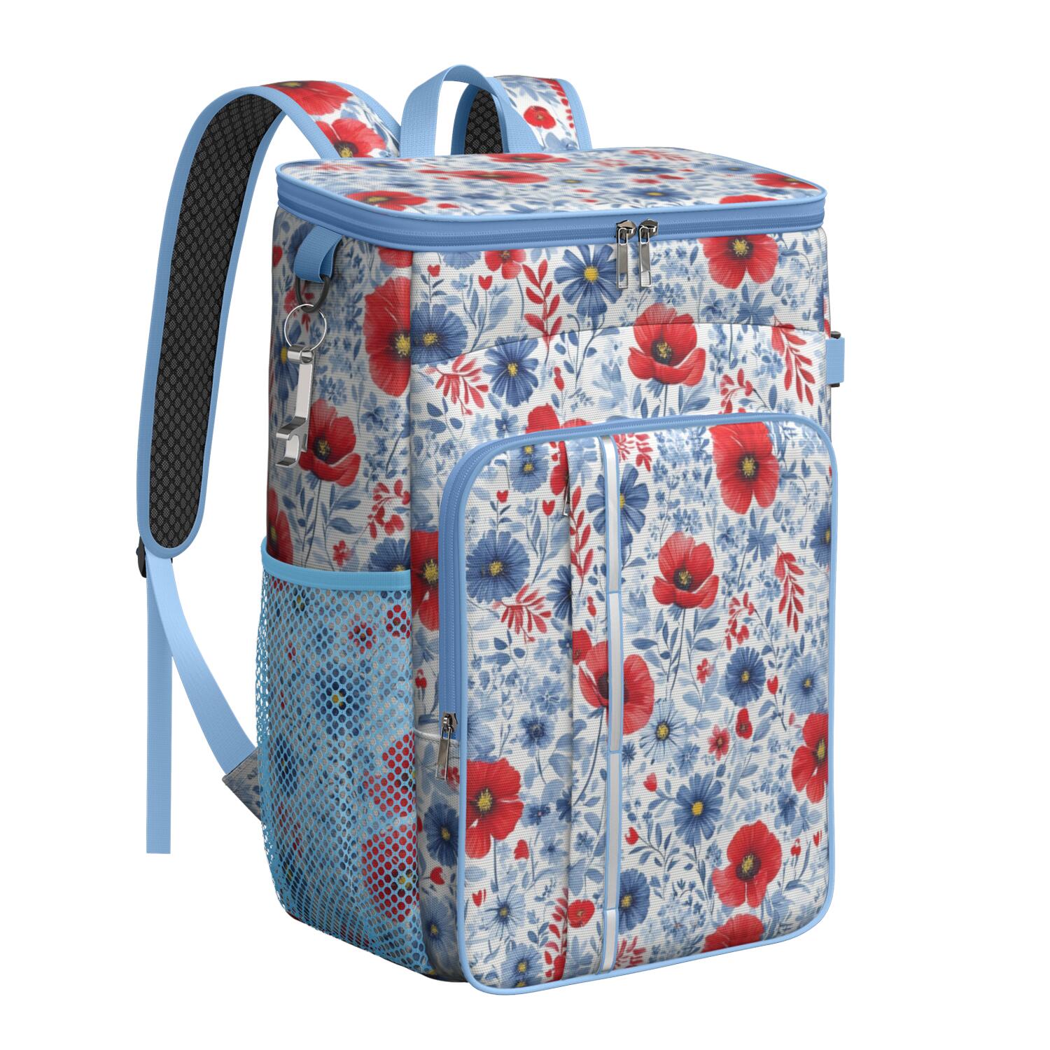Travel Cooler Bag - Pioneer Flower Camping Beer Cooler Backpack with Bottle Opener- Waterproof Insulated Picnic Backpacks - Cooler Bag for Beach