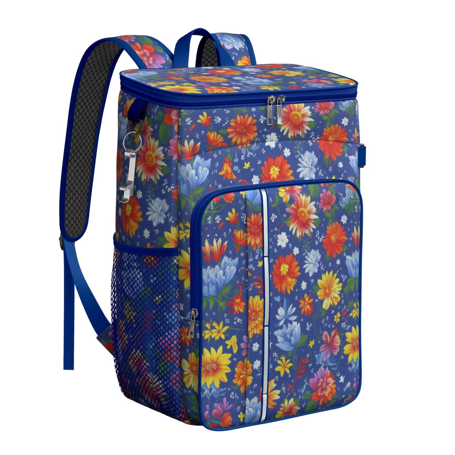 Travel Cooler Bag - Pioneer Flower Camping Beer Cooler Backpack with Bottle Opener- Waterproof Insulated Picnic Backpacks - Cooler Bag for Beach