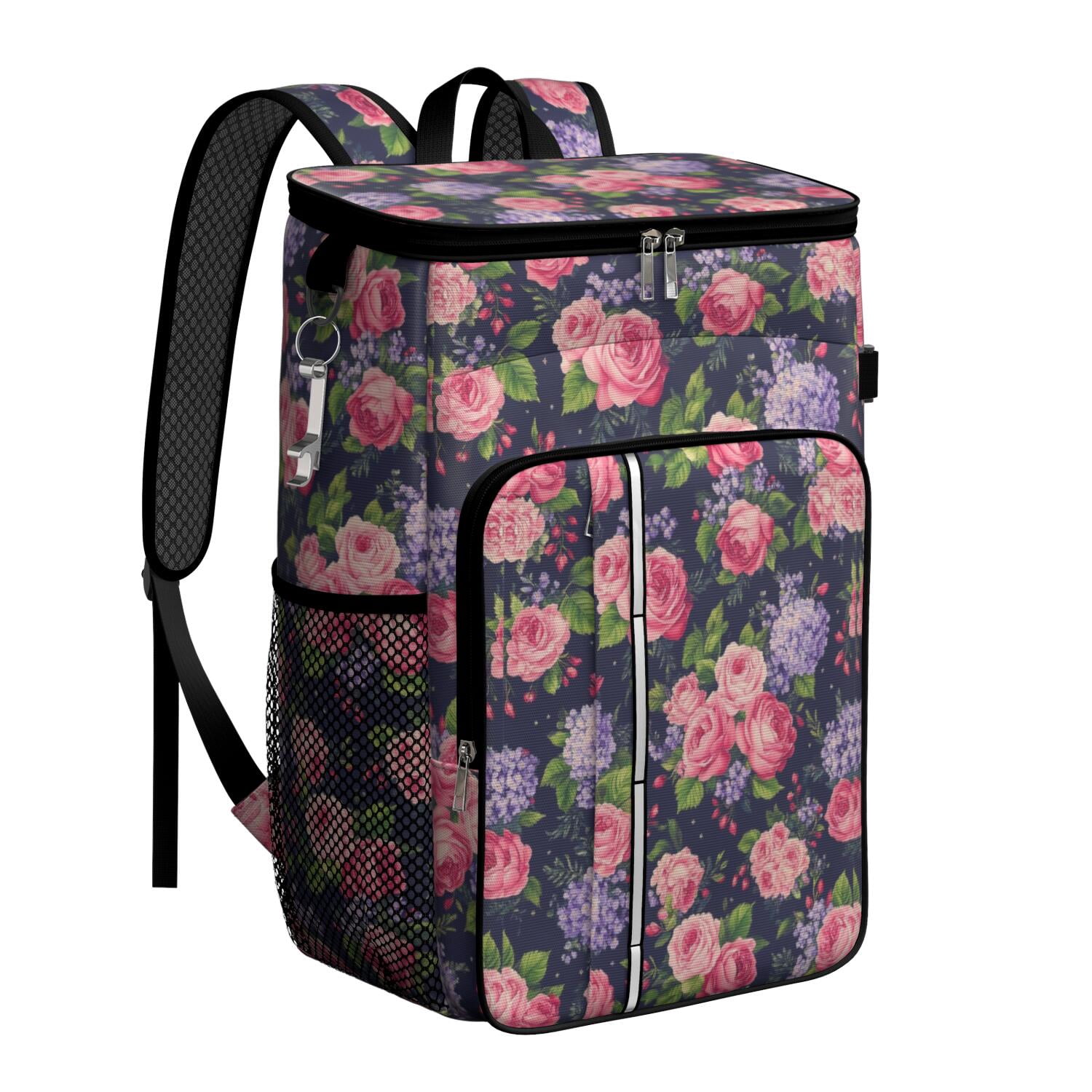 Travel Cooler Bag - Pioneer Flower Camping Beer Cooler Backpack with Bottle Opener- Waterproof Insulated Picnic Backpacks - Cooler Bag for Beach