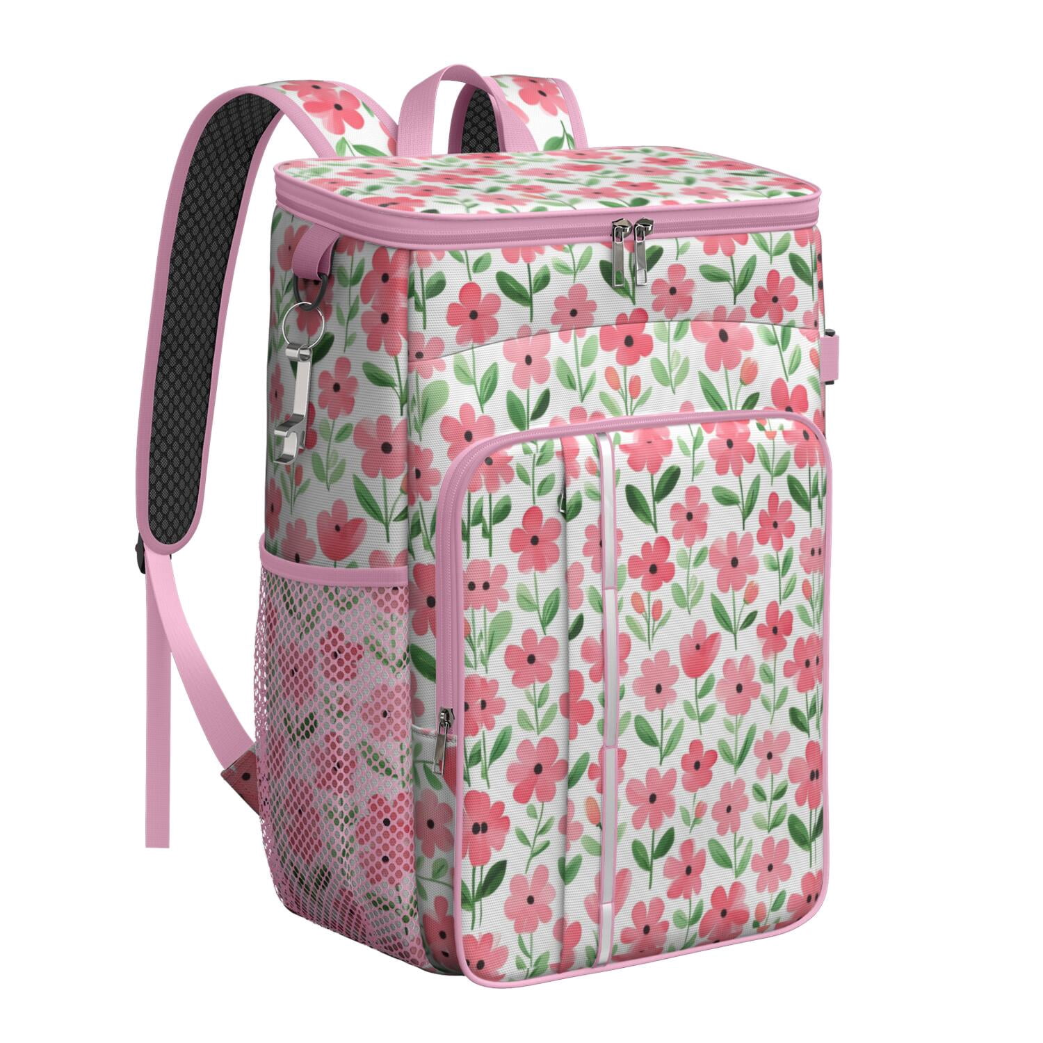 Travel Cooler Bag - Pioneer Flower Camping Beer Cooler Backpack with Bottle Opener- Waterproof Insulated Picnic Backpacks - Cooler Bag for Beach