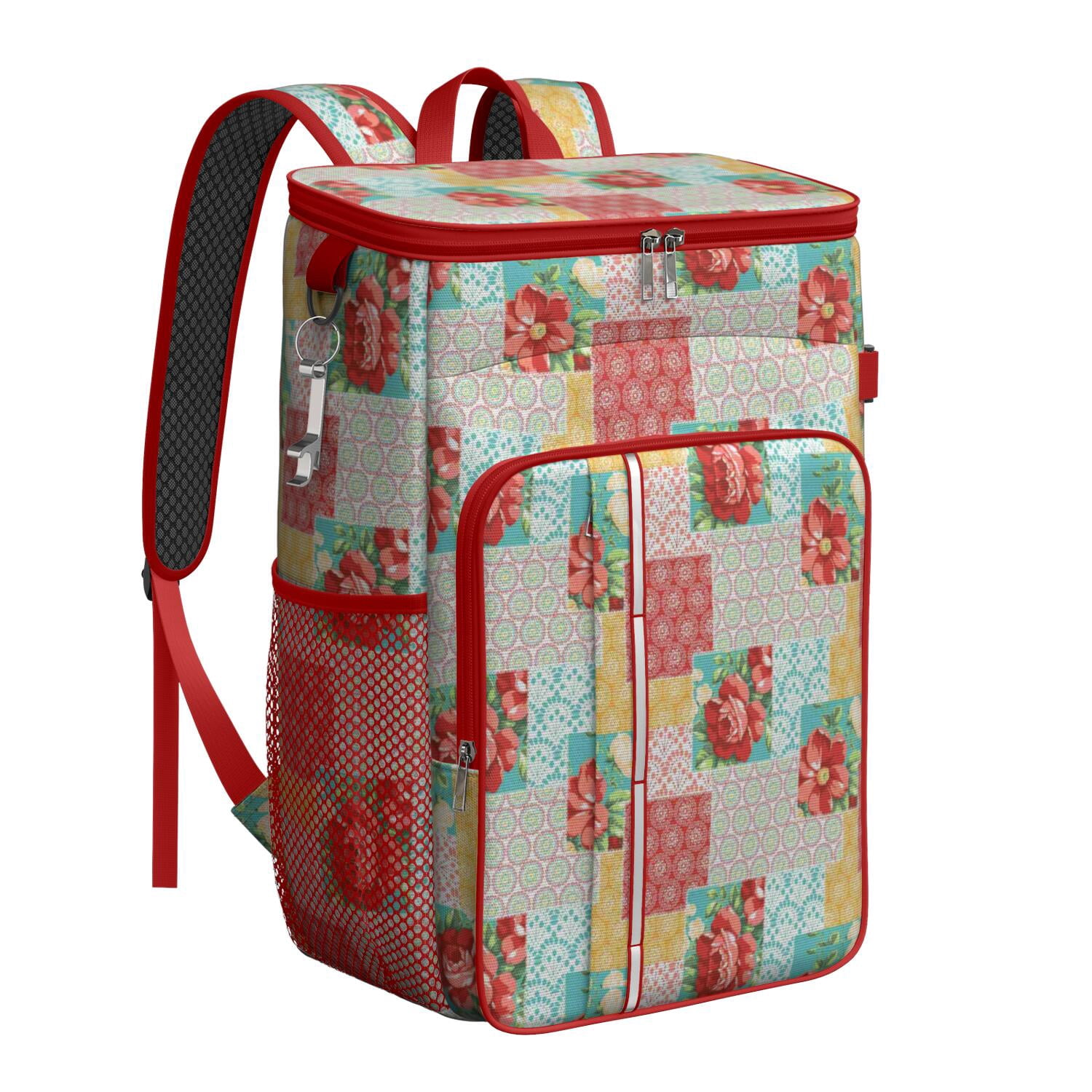 Travel Cooler Bag - Pioneer Flower Camping Beer Cooler Backpack with Bottle Opener- Waterproof Insulated Picnic Backpacks - Cooler Bag for Beach