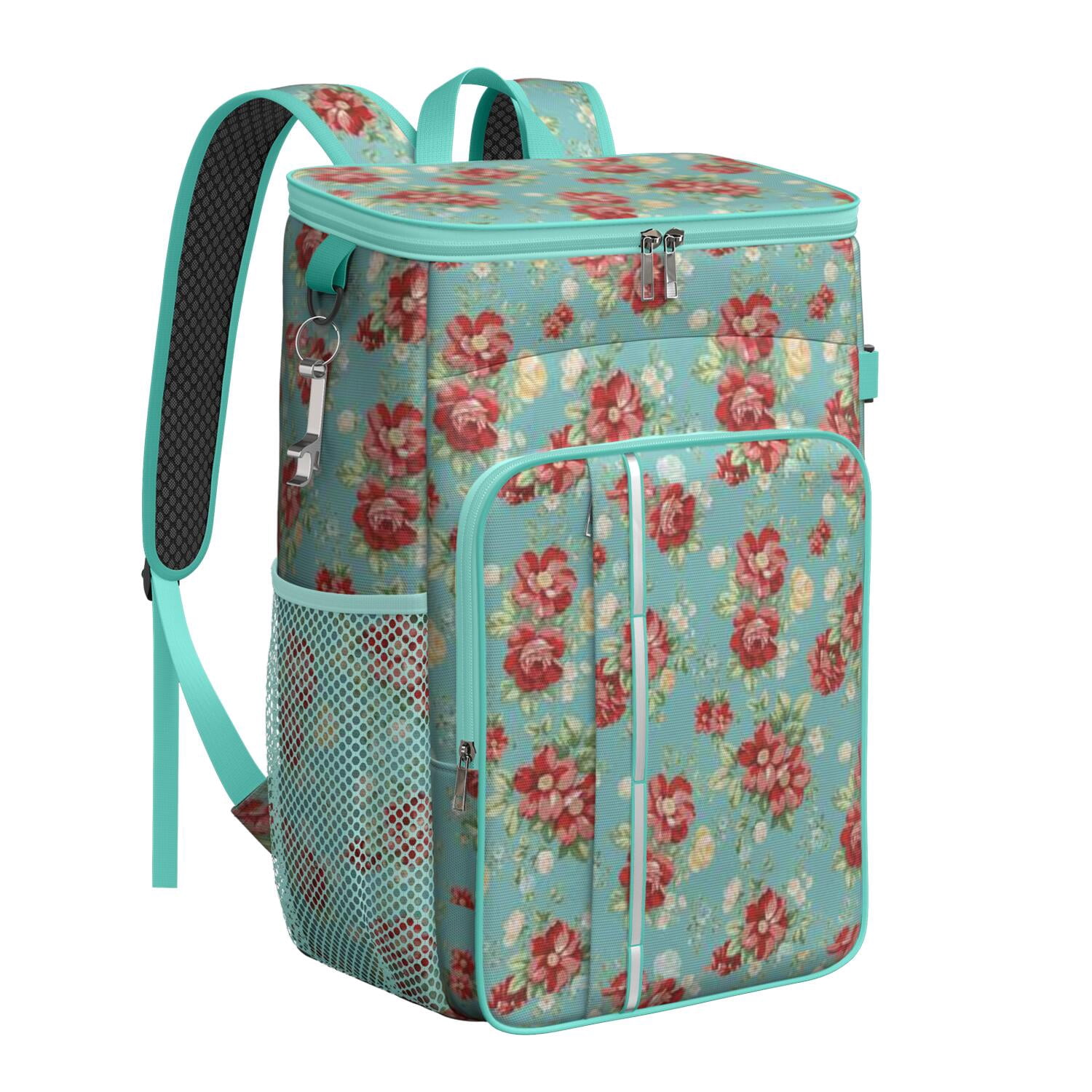 Travel Cooler Bag - Pioneer Flower Camping Beer Cooler Backpack with Bottle Opener- Waterproof Insulated Picnic Backpacks - Cooler Bag for Beach