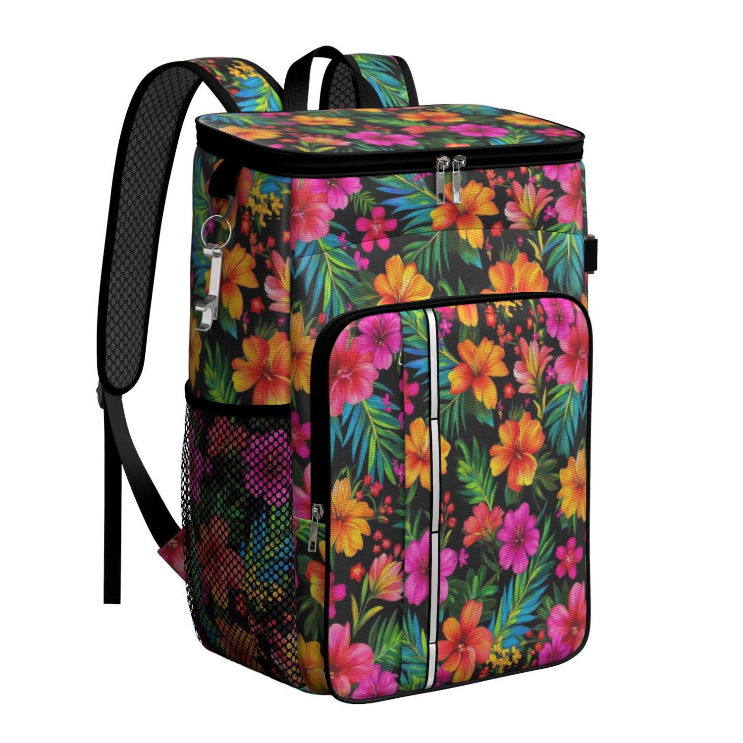 Travel Cooler Bag - Pioneer Flower Camping Beer Cooler Backpack with Bottle Opener- Waterproof Insulated Picnic Backpacks - Cooler Bag for Beach