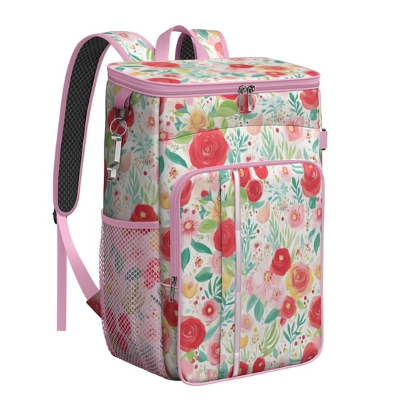 Travel Cooler Bag - Pioneer Flower Camping Beer Cooler Backpack with Bottle Opener- Waterproof Insulated Picnic Backpacks - Cooler Bag for Beach