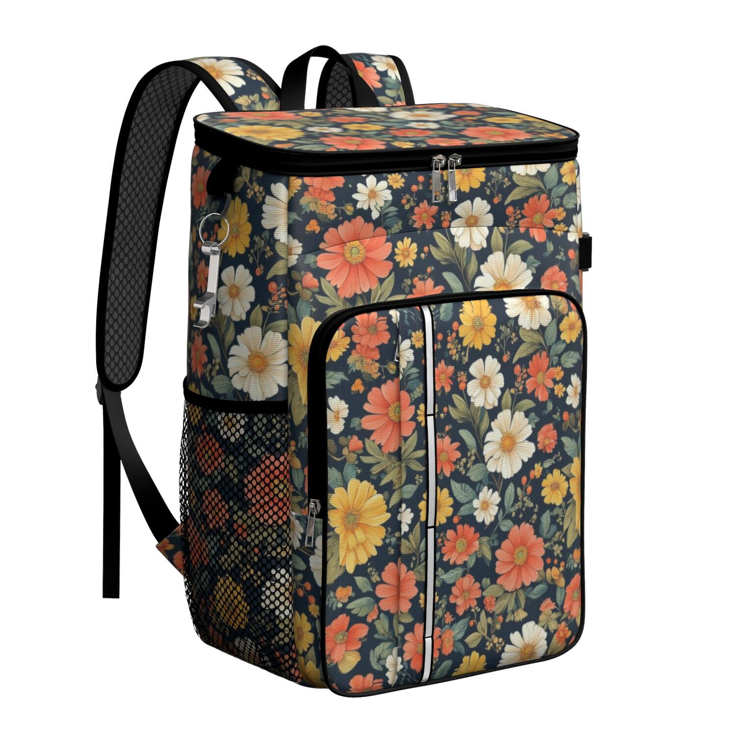 Travel Cooler Bag - Pioneer Flower Camping Beer Cooler Backpack with Bottle Opener- Waterproof Insulated Picnic Backpacks - Cooler Bag for Beach