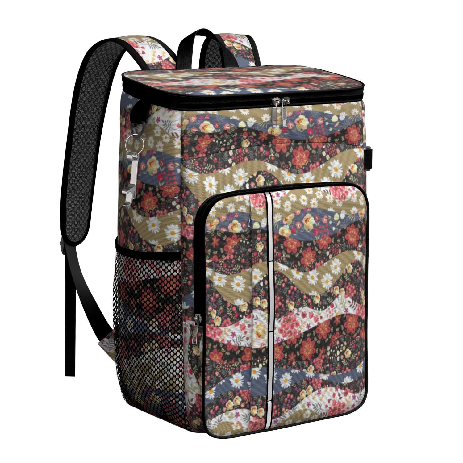 Travel Cooler Bag - Pioneer Flower Camping Beer Cooler Backpack with Bottle Opener- Waterproof Insulated Picnic Backpacks - Cooler Bag for Beach