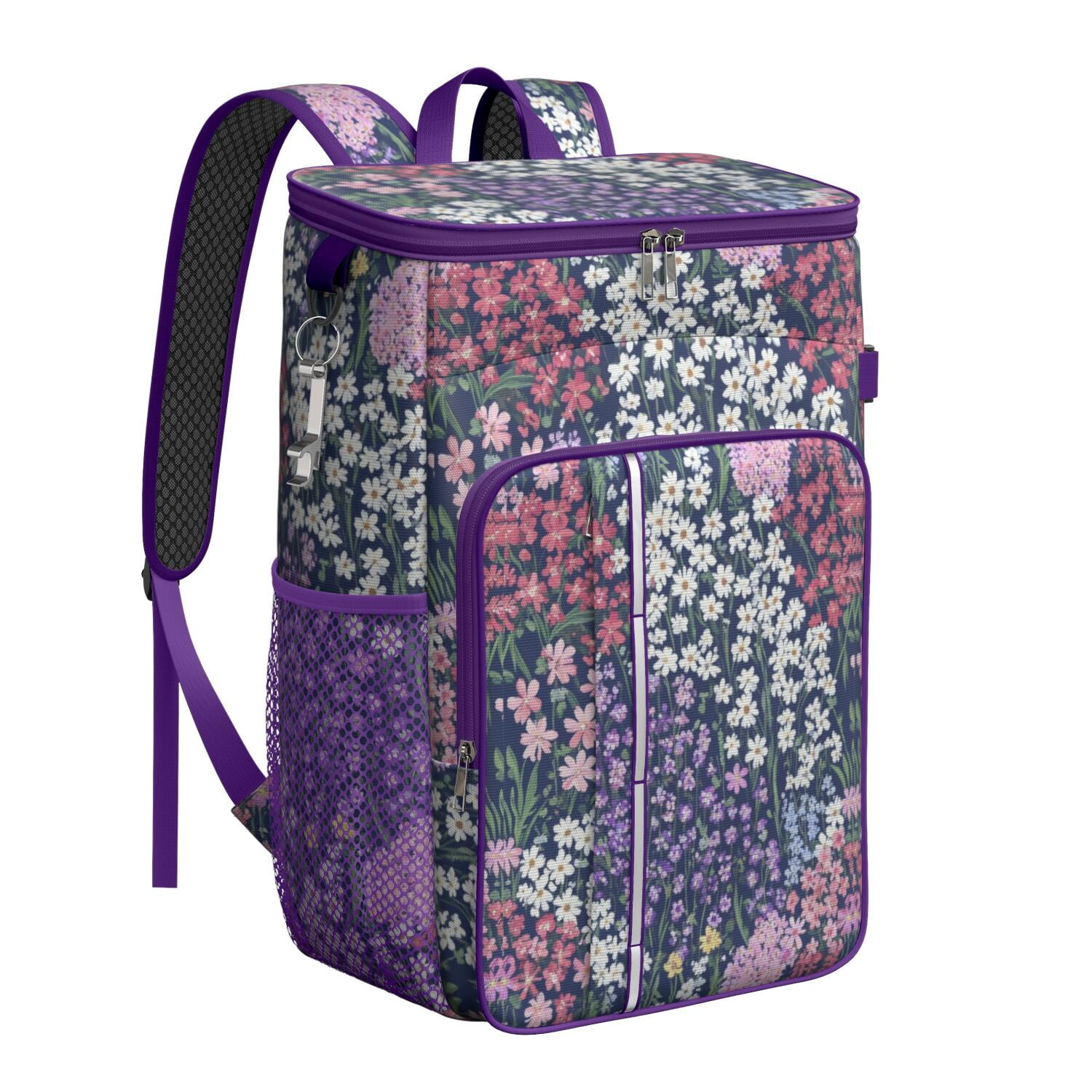 Travel Cooler Bag - Pioneer Flower Camping Beer Cooler Backpack with Bottle Opener- Waterproof Insulated Picnic Backpacks - Cooler Bag for Beach