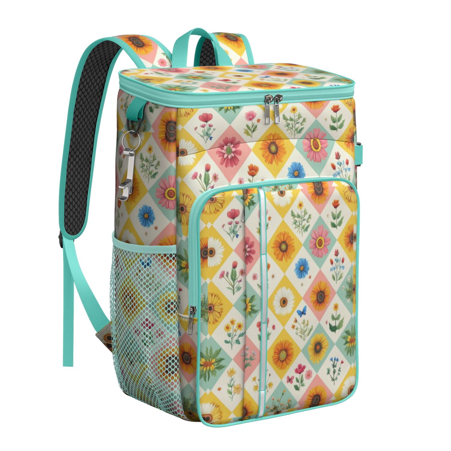 Travel Cooler Bag - Pioneer Flower Camping Beer Cooler Backpack with Bottle Opener- Waterproof Insulated Picnic Backpacks - Cooler Bag for Beach