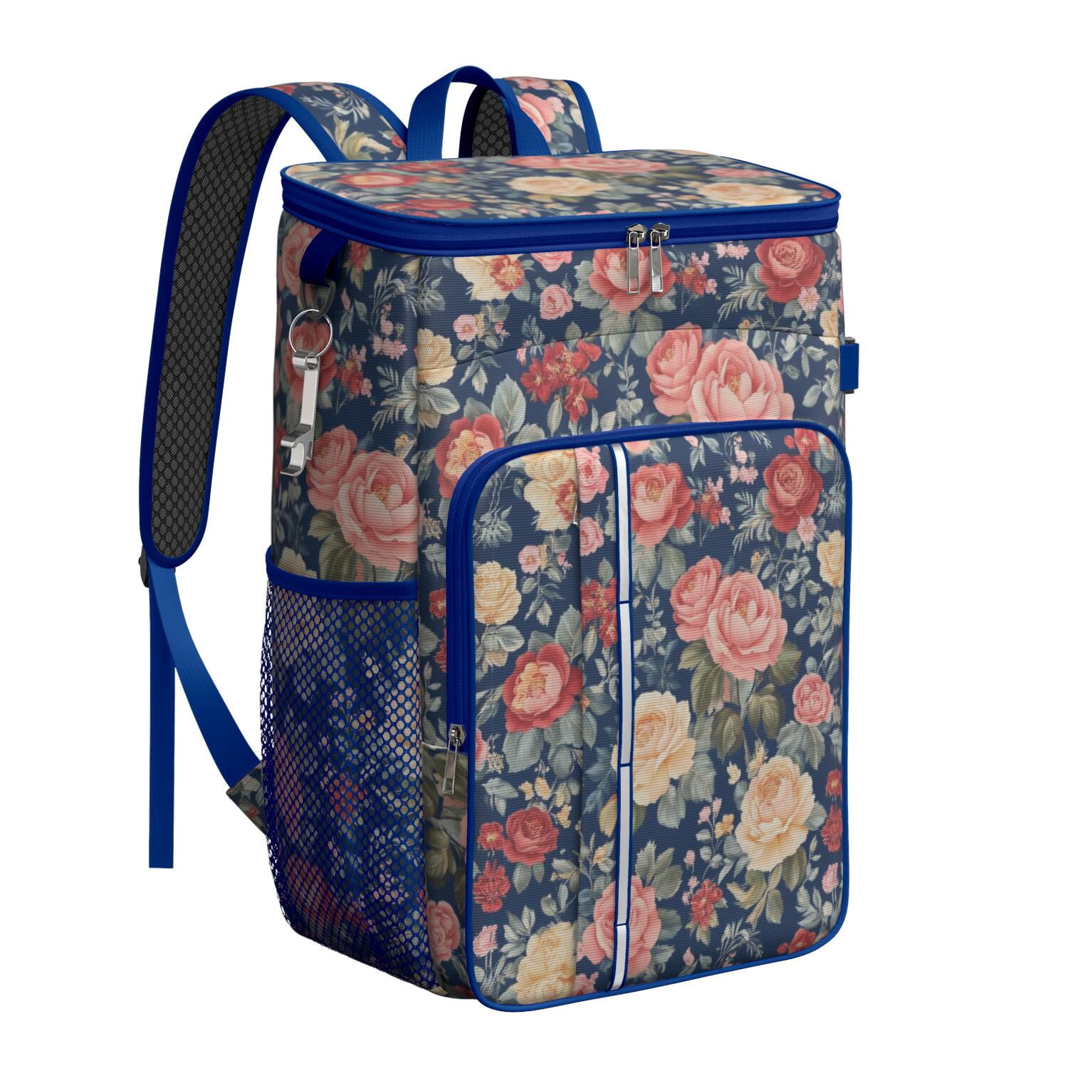 Travel Cooler Bag - Pioneer Flower Camping Beer Cooler Backpack with Bottle Opener- Waterproof Insulated Picnic Backpacks - Cooler Bag for Beach