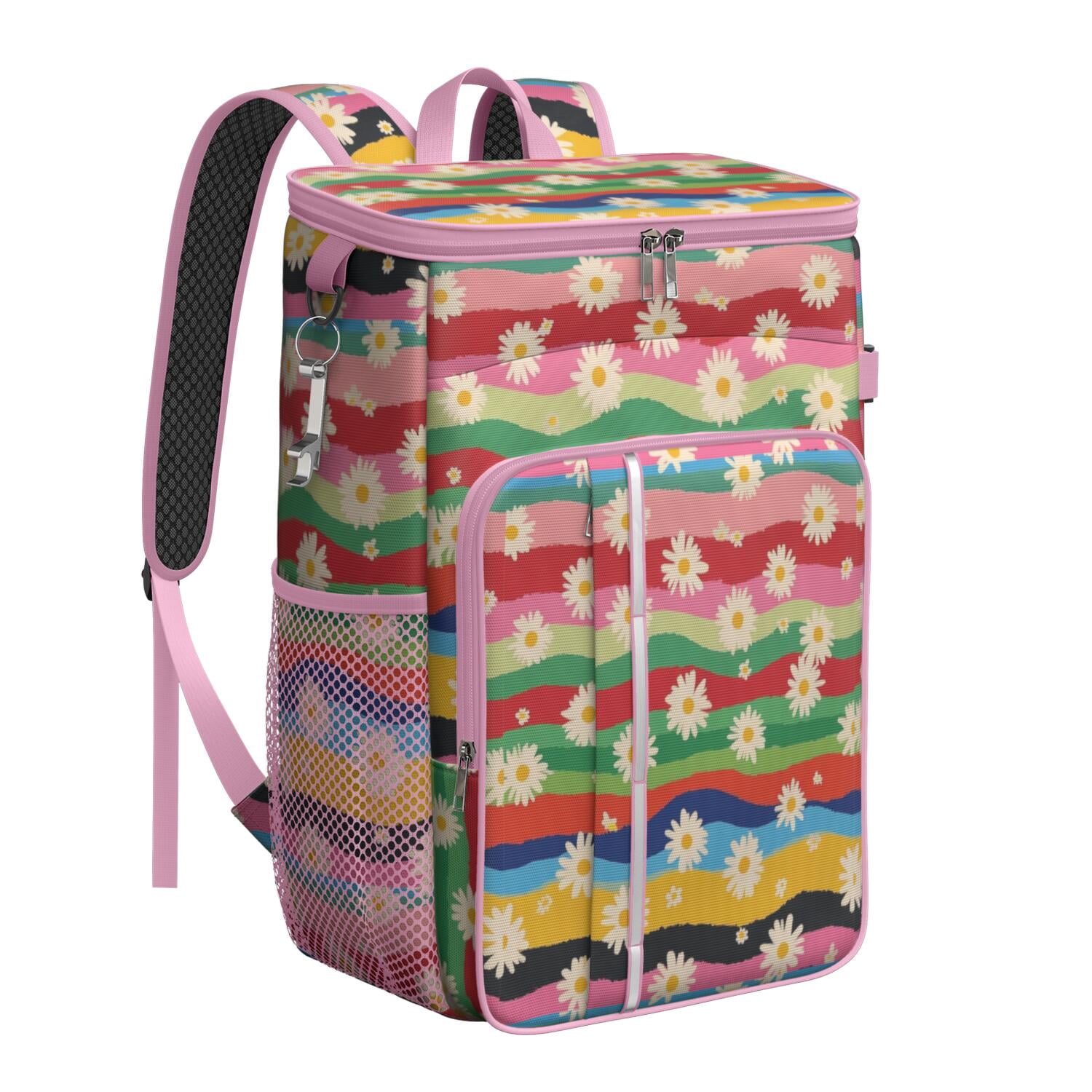 Travel Cooler Bag - Pioneer Flower Camping Beer Cooler Backpack with Bottle Opener- Waterproof Insulated Picnic Backpacks - Cooler Bag for Beach