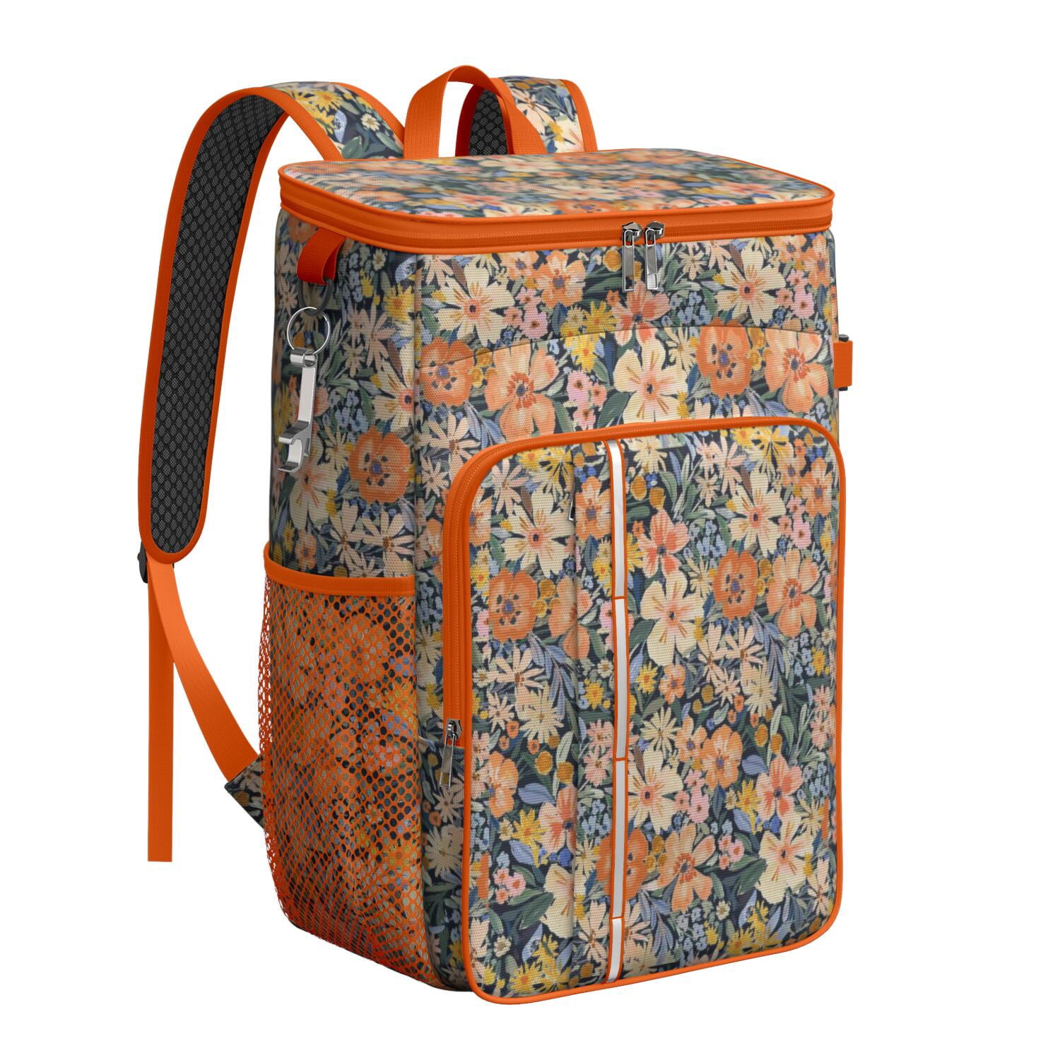 Travel Cooler Bag - Pioneer Flower Camping Beer Cooler Backpack with Bottle Opener- Waterproof Insulated Picnic Backpacks - Cooler Bag for Beach