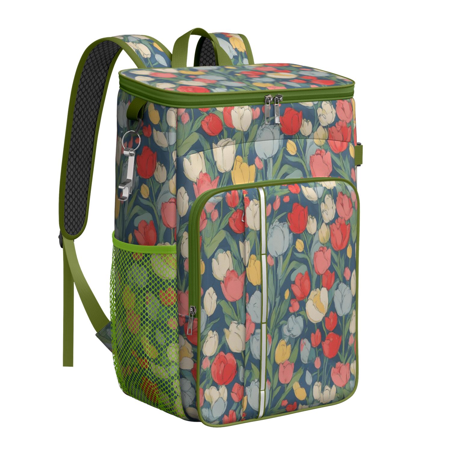 Travel Cooler Bag - Pioneer Flower Camping Beer Cooler Backpack with Bottle Opener- Waterproof Insulated Picnic Backpacks - Cooler Bag for Beach