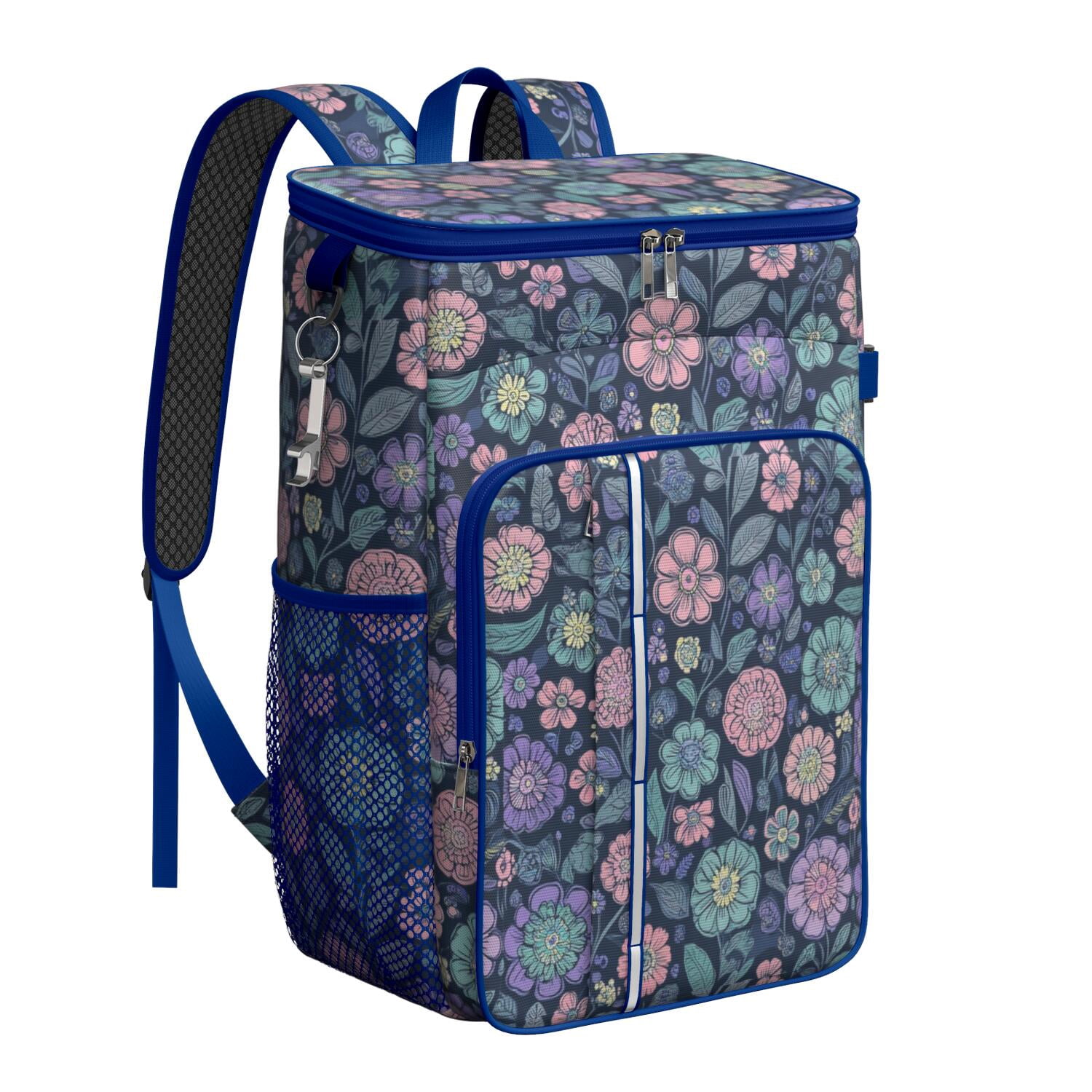 Travel Cooler Bag - Pioneer Flower Camping Beer Cooler Backpack with Bottle Opener- Waterproof Insulated Picnic Backpacks - Cooler Bag for Beach