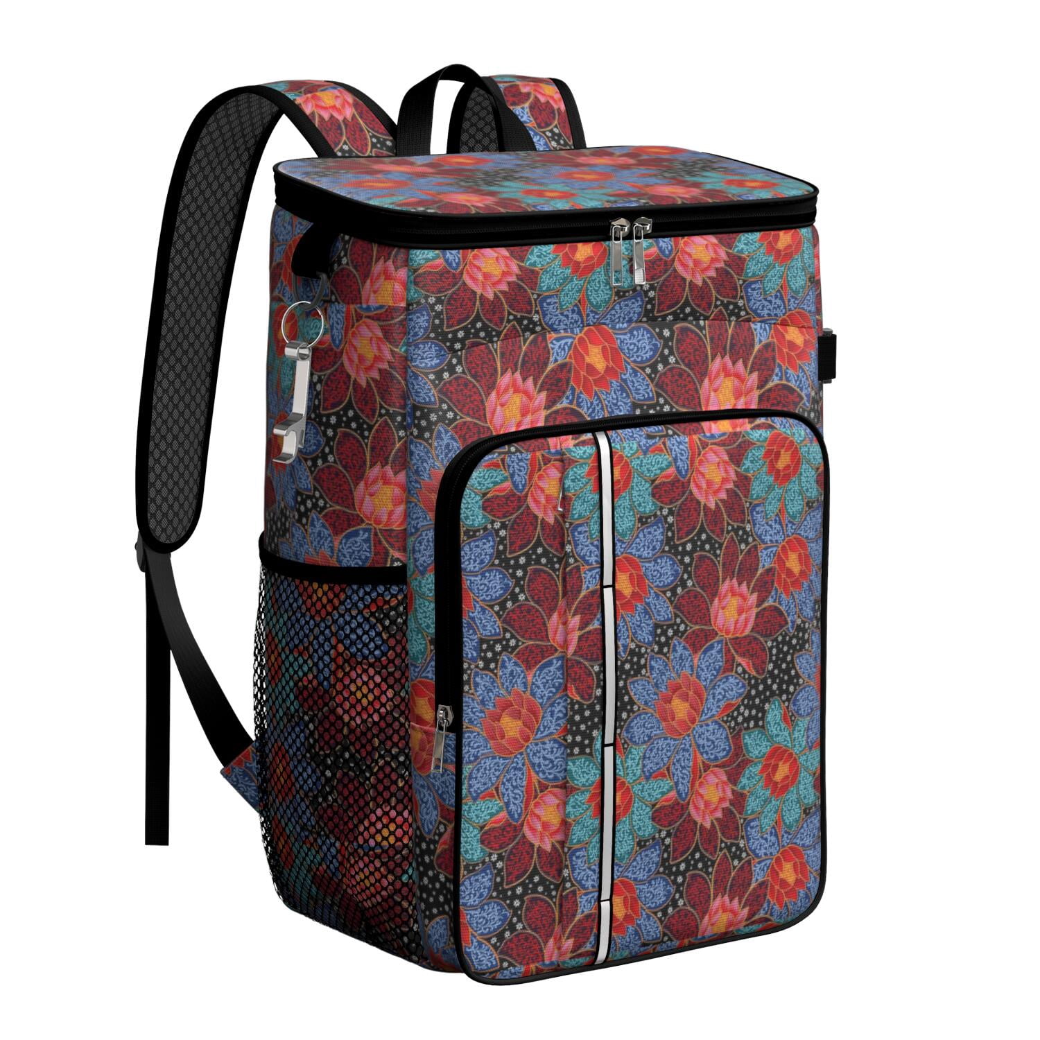 Travel Cooler Bag - Pioneer Flower Camping Beer Cooler Backpack with Bottle Opener- Waterproof Insulated Picnic Backpacks - Cooler Bag for Beach