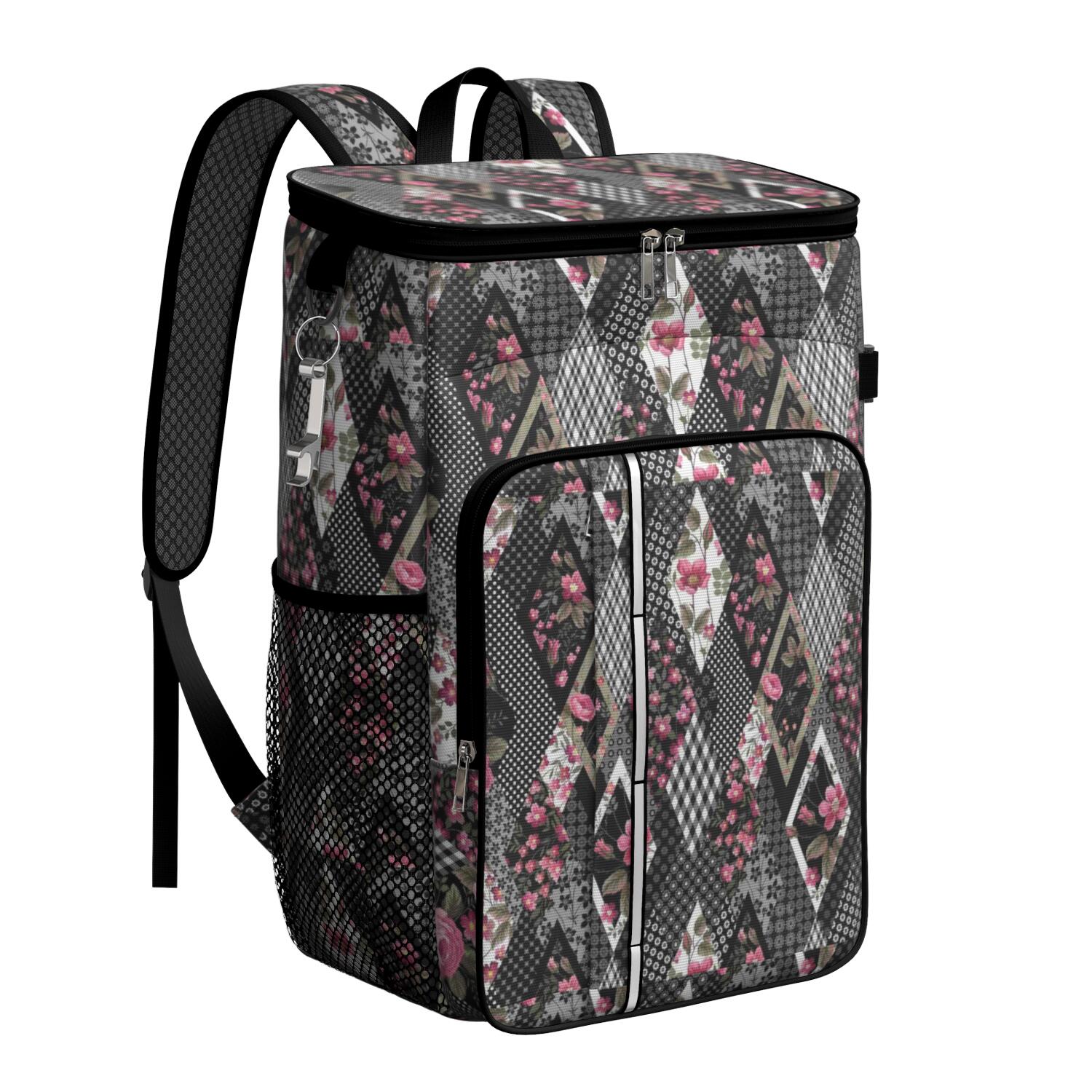 Travel Cooler Bag - Pioneer Flower Camping Beer Cooler Backpack with Bottle Opener- Waterproof Insulated Picnic Backpacks - Cooler Bag for Beach