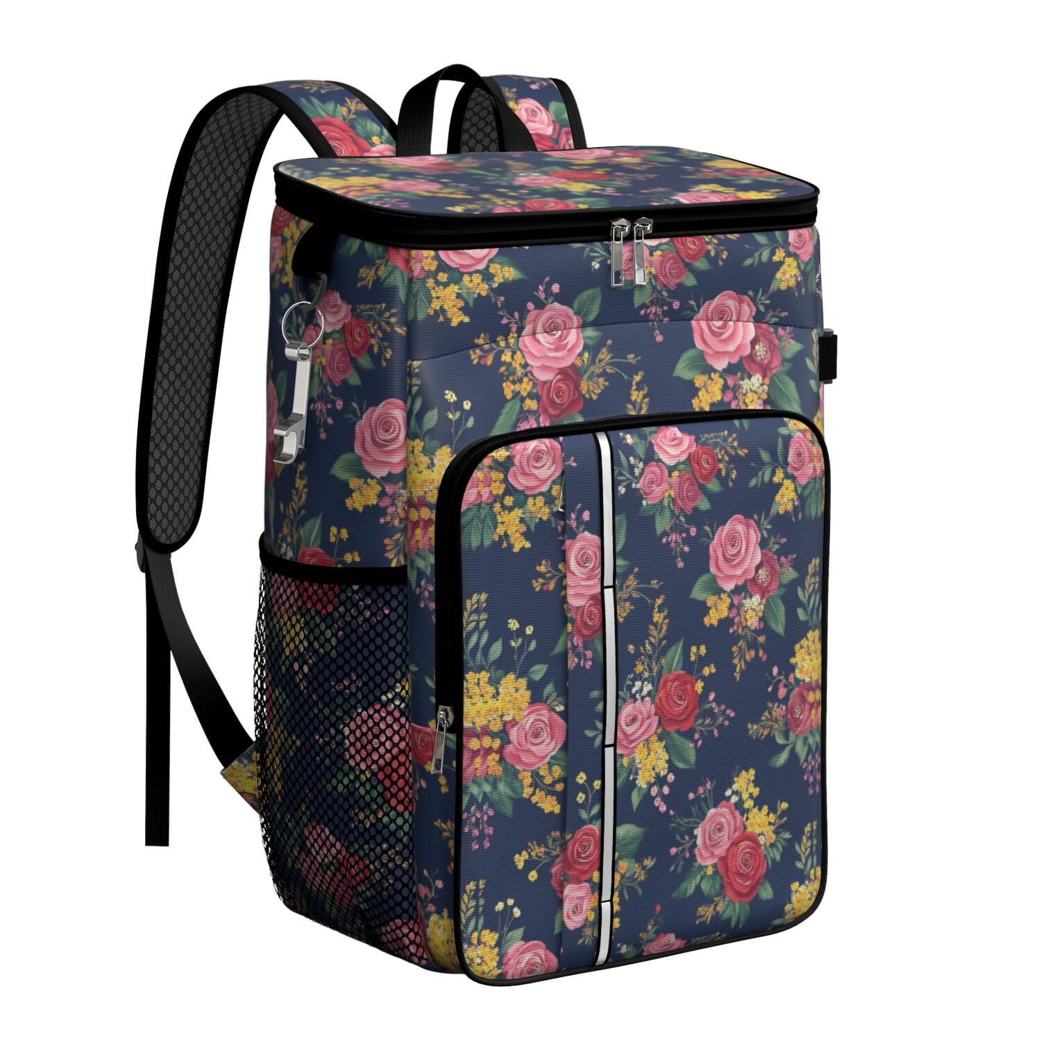 Travel Cooler Bag - Pioneer Flower Camping Beer Cooler Backpack with Bottle Opener- Waterproof Insulated Picnic Backpacks - Cooler Bag for Beach