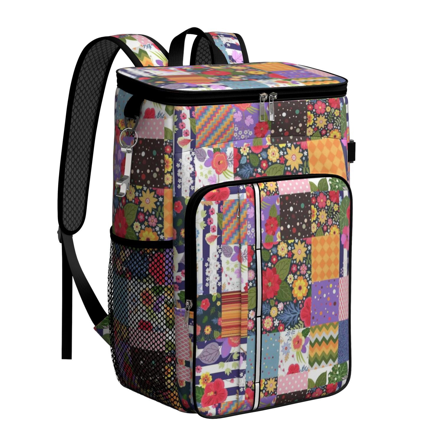 Travel Cooler Bag - Pioneer Flower Camping Beer Cooler Backpack with Bottle Opener- Waterproof Insulated Picnic Backpacks - Cooler Bag for Beach