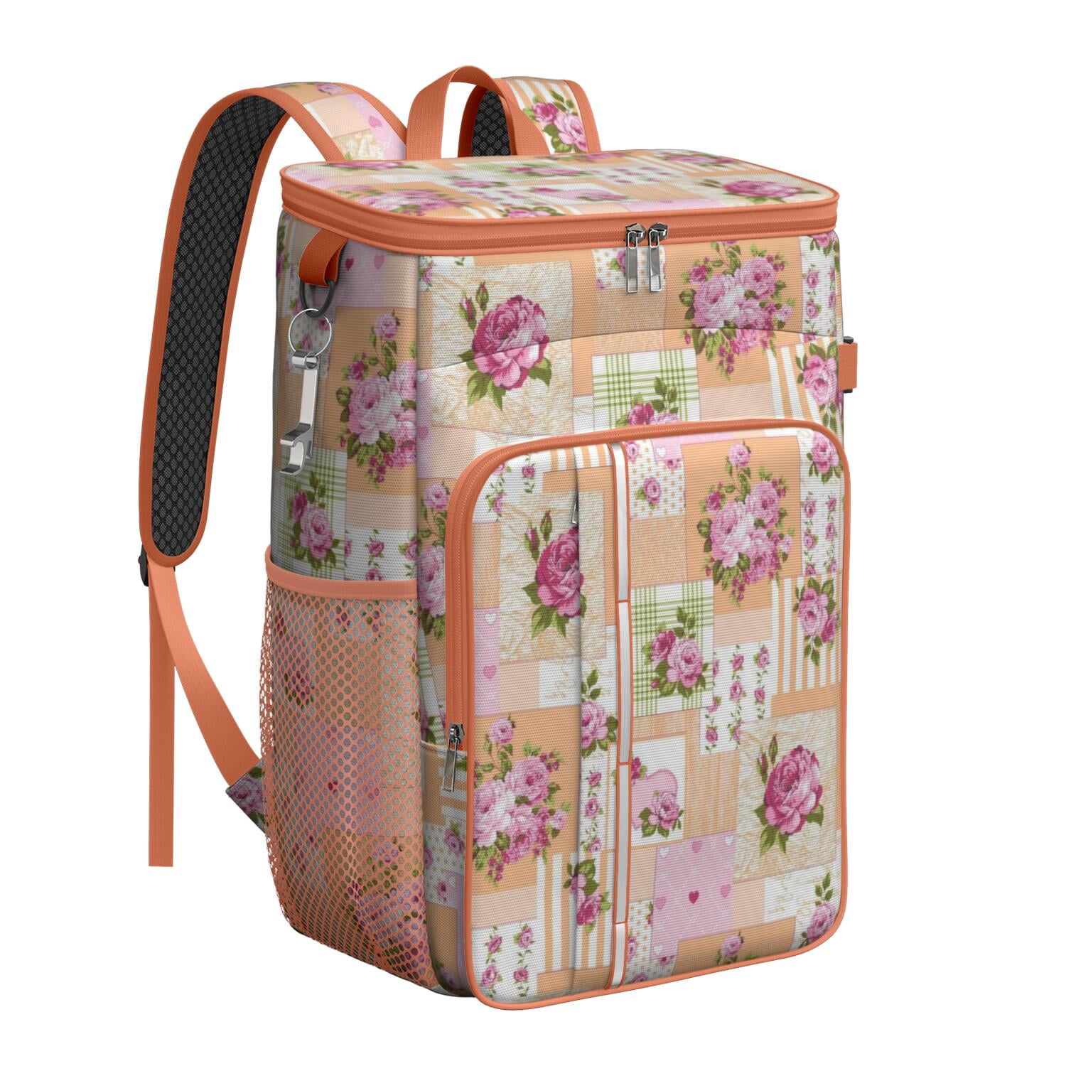Travel Cooler Bag - Pioneer Flower Camping Beer Cooler Backpack with Bottle Opener- Waterproof Insulated Picnic Backpacks - Cooler Bag for Beach