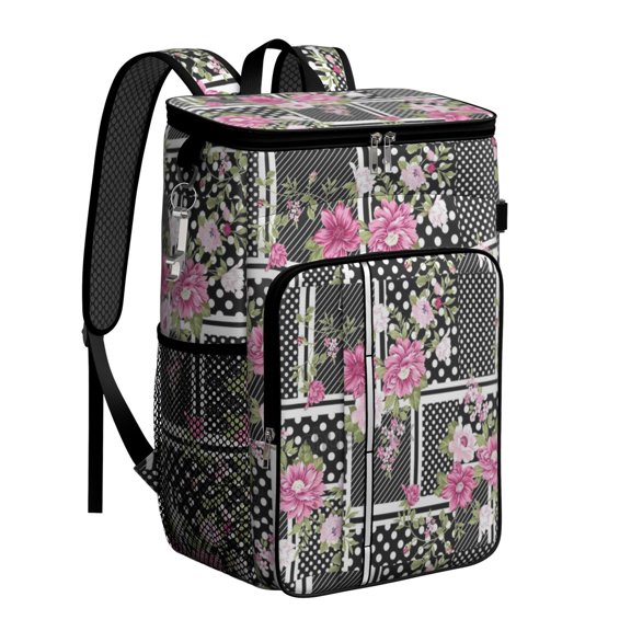 Travel Cooler Bag - Pioneer Flower Camping Beer Cooler Backpack with Bottle Opener- Waterproof Insulated Picnic Backpacks - Cooler Bag for Beach