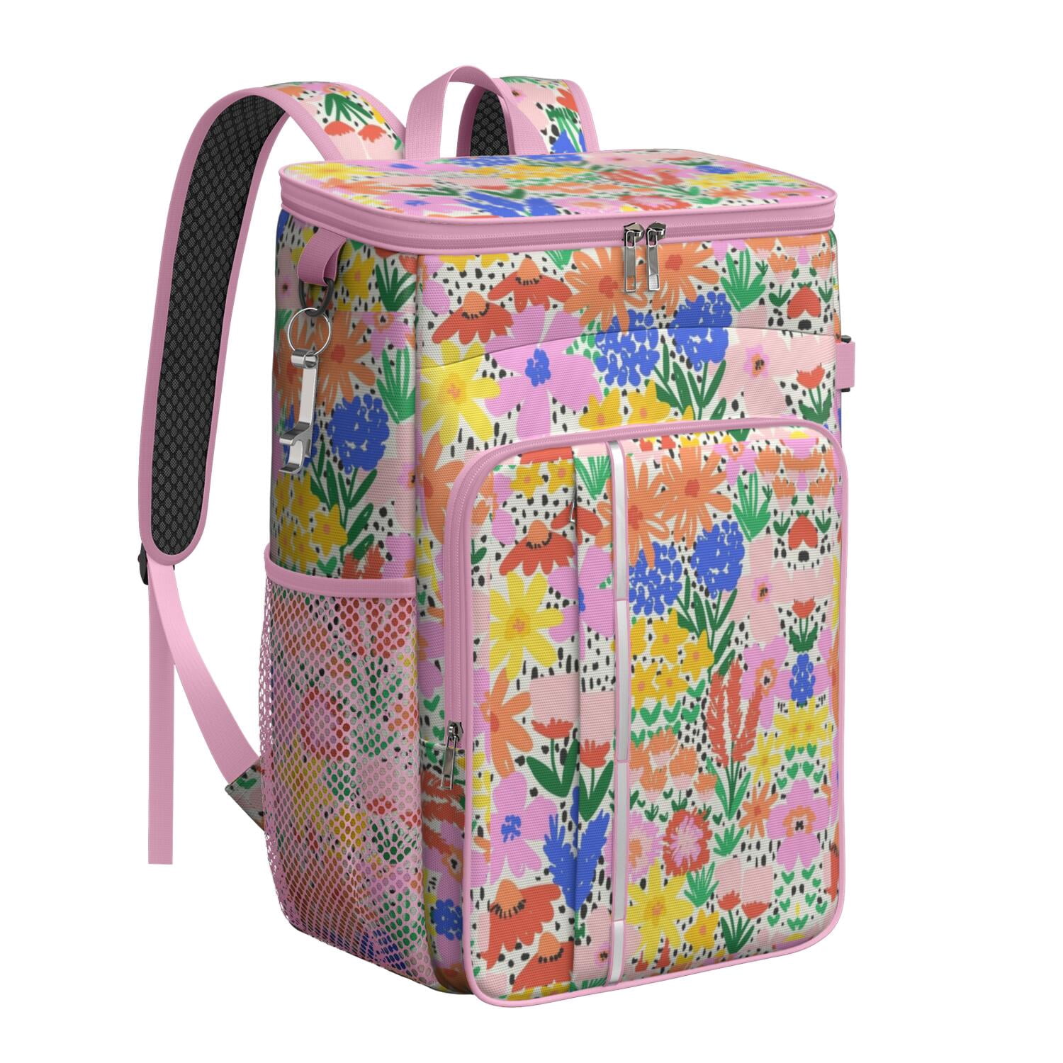 Travel Cooler Bag - Pioneer Flower Camping Beer Cooler Backpack with Bottle Opener- Waterproof Insulated Picnic Backpacks - Cooler Bag for Beach