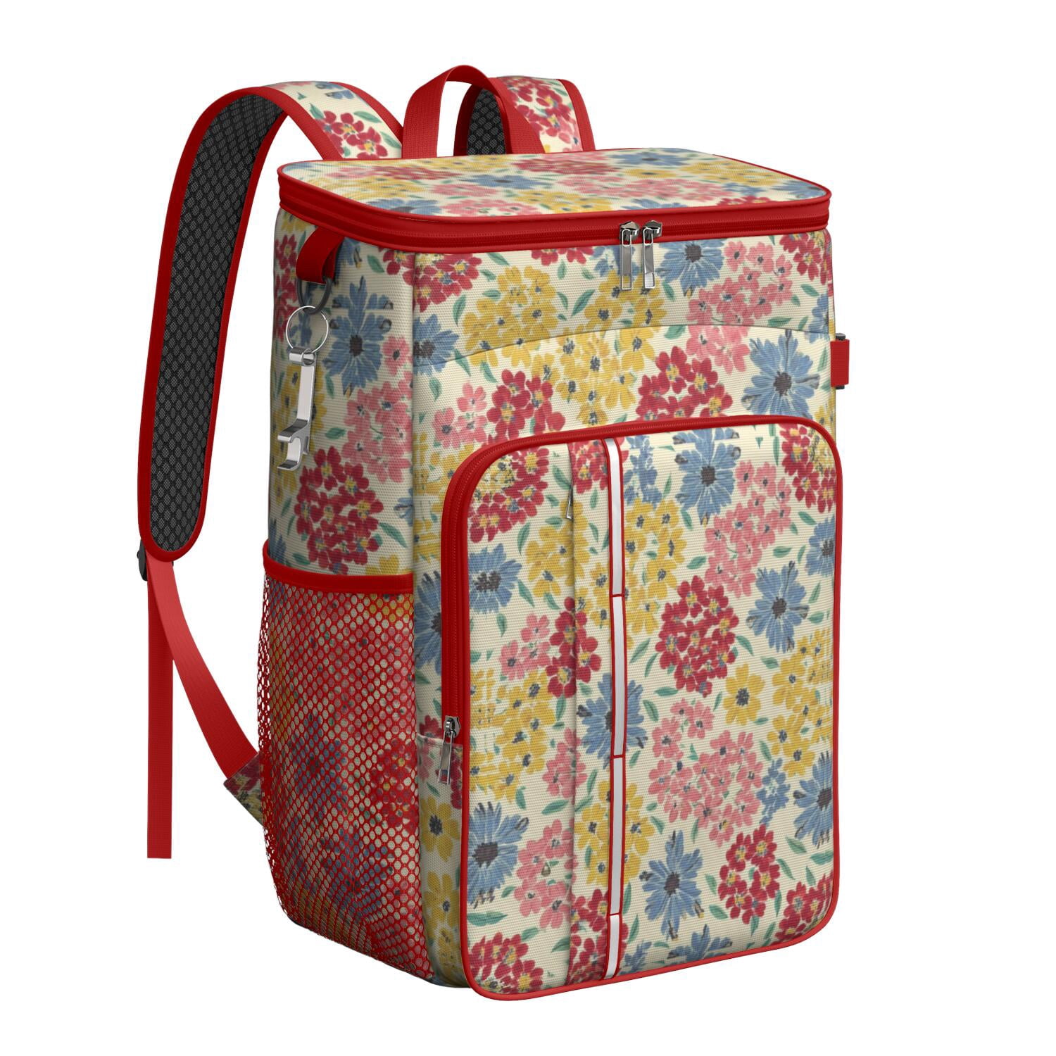 Travel Cooler Bag - Pioneer Flower Camping Beer Cooler Backpack with Bottle Opener- Waterproof Insulated Picnic Backpacks - Cooler Bag for Beach