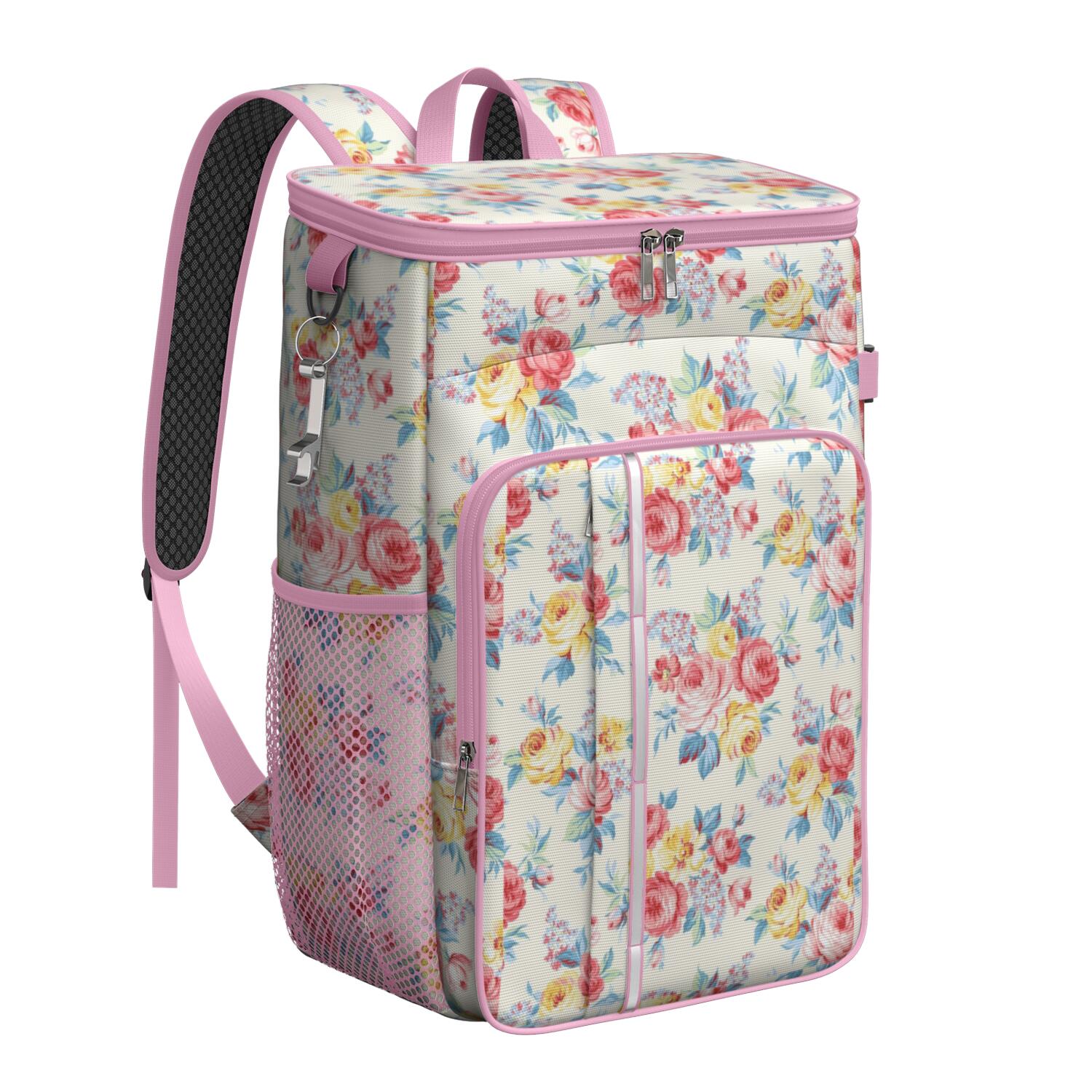 Travel Cooler Bag - Pioneer Flower Camping Beer Cooler Backpack with Bottle Opener- Waterproof Insulated Picnic Backpacks - Cooler Bag for Beach